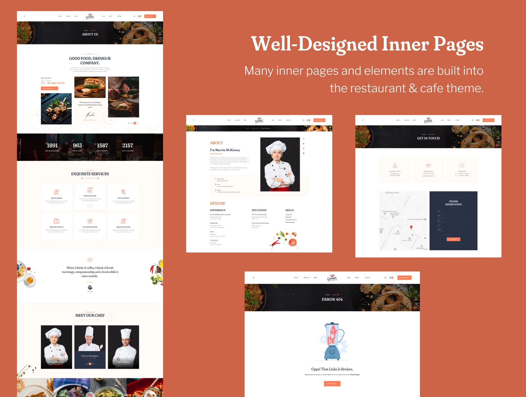 Cornert Restaurant Theme UI Kit 6