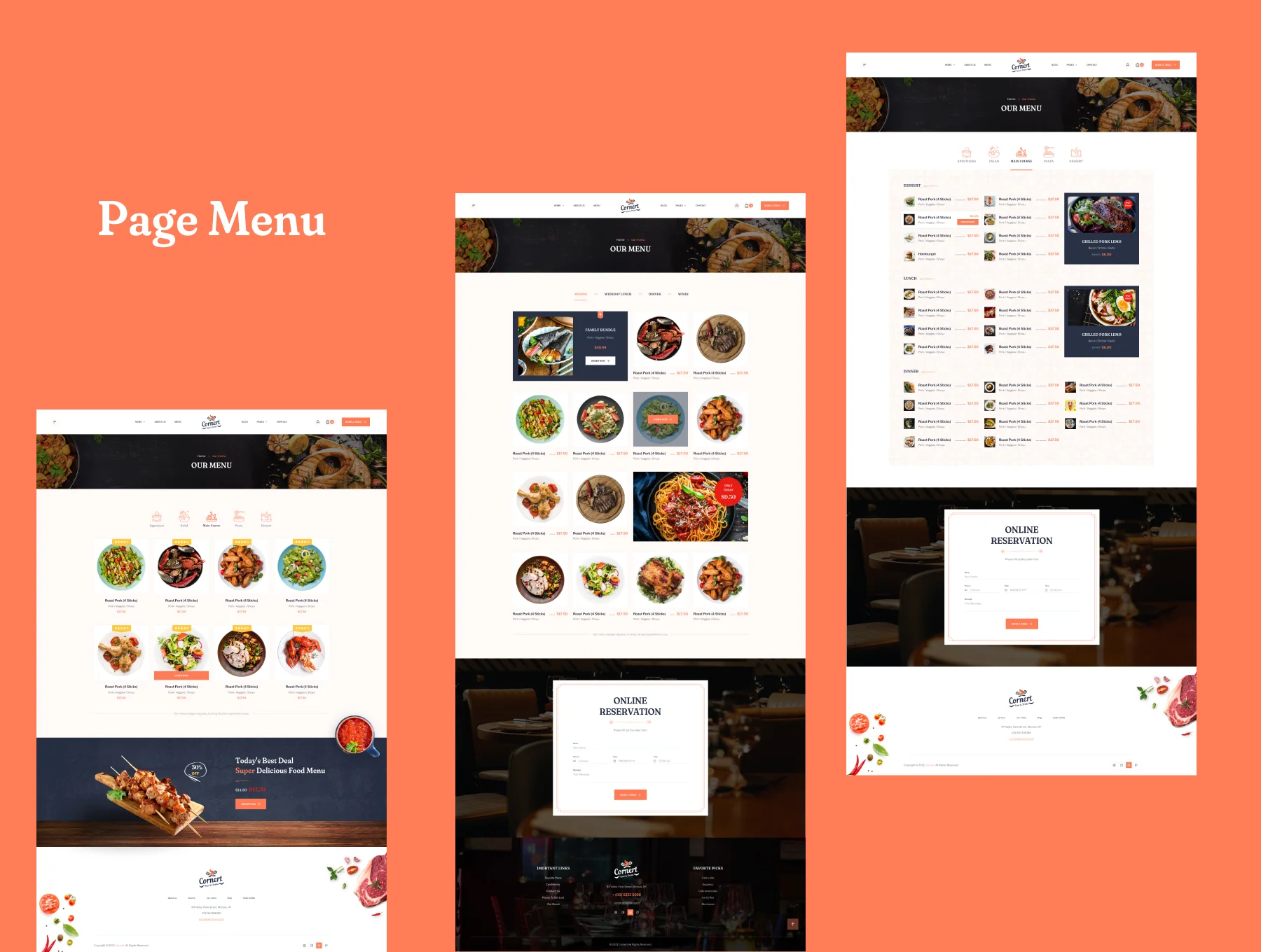 Cornert Restaurant Theme UI Kit 7