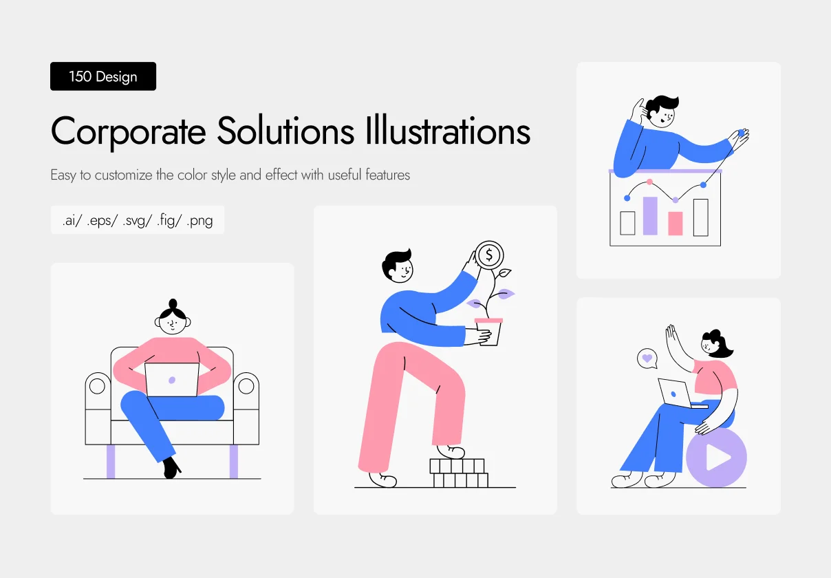 Corporate Solutions Illustrations Bundle