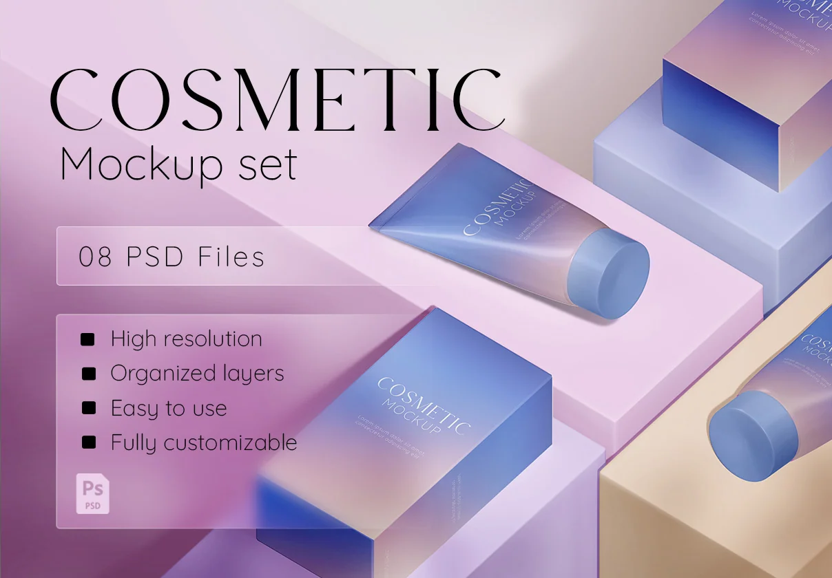 Cosmetic Tube & Box Mockup Set
