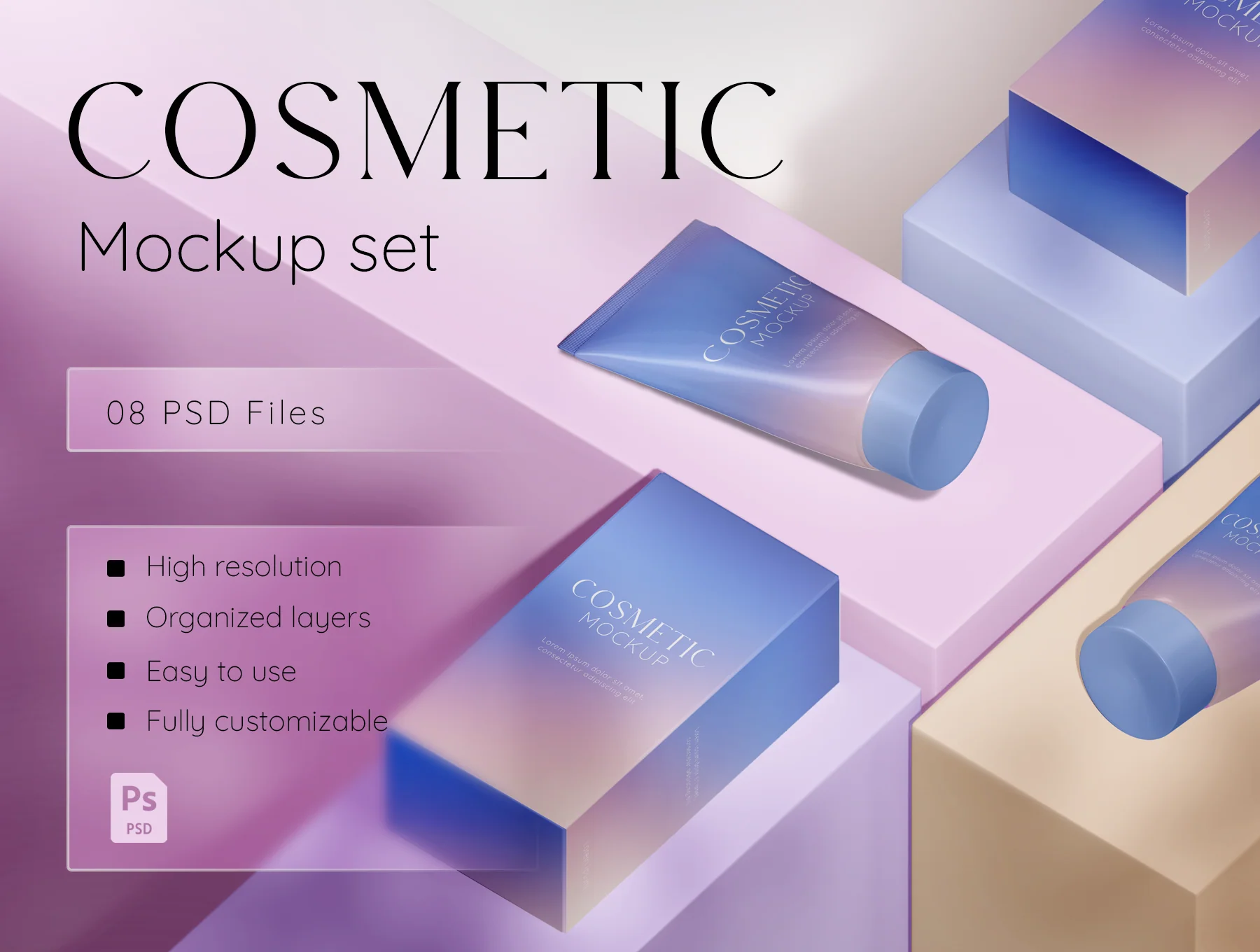 Cosmetic Tube & Box Mockup Set