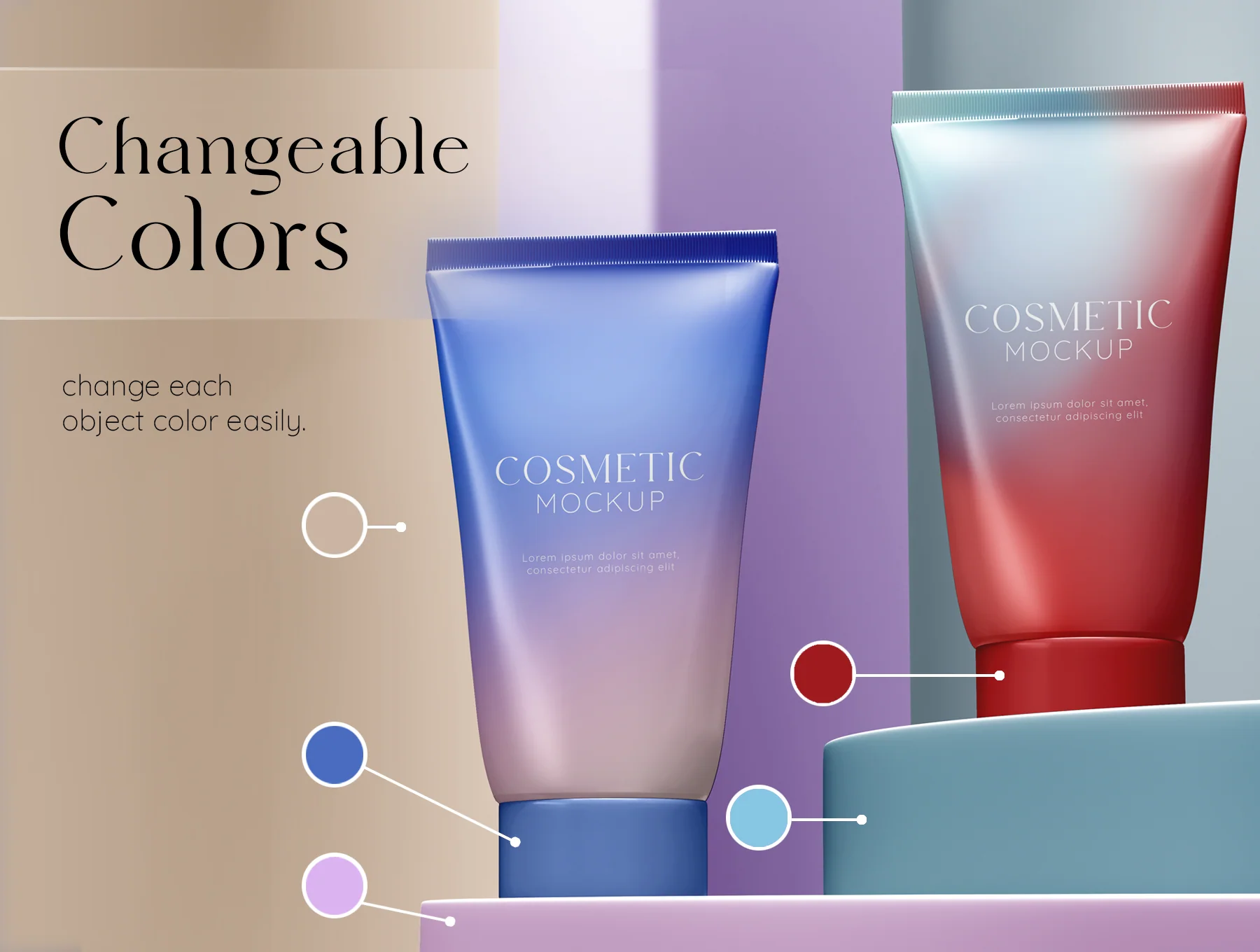 Cosmetic Tube & Box Mockup Set 4