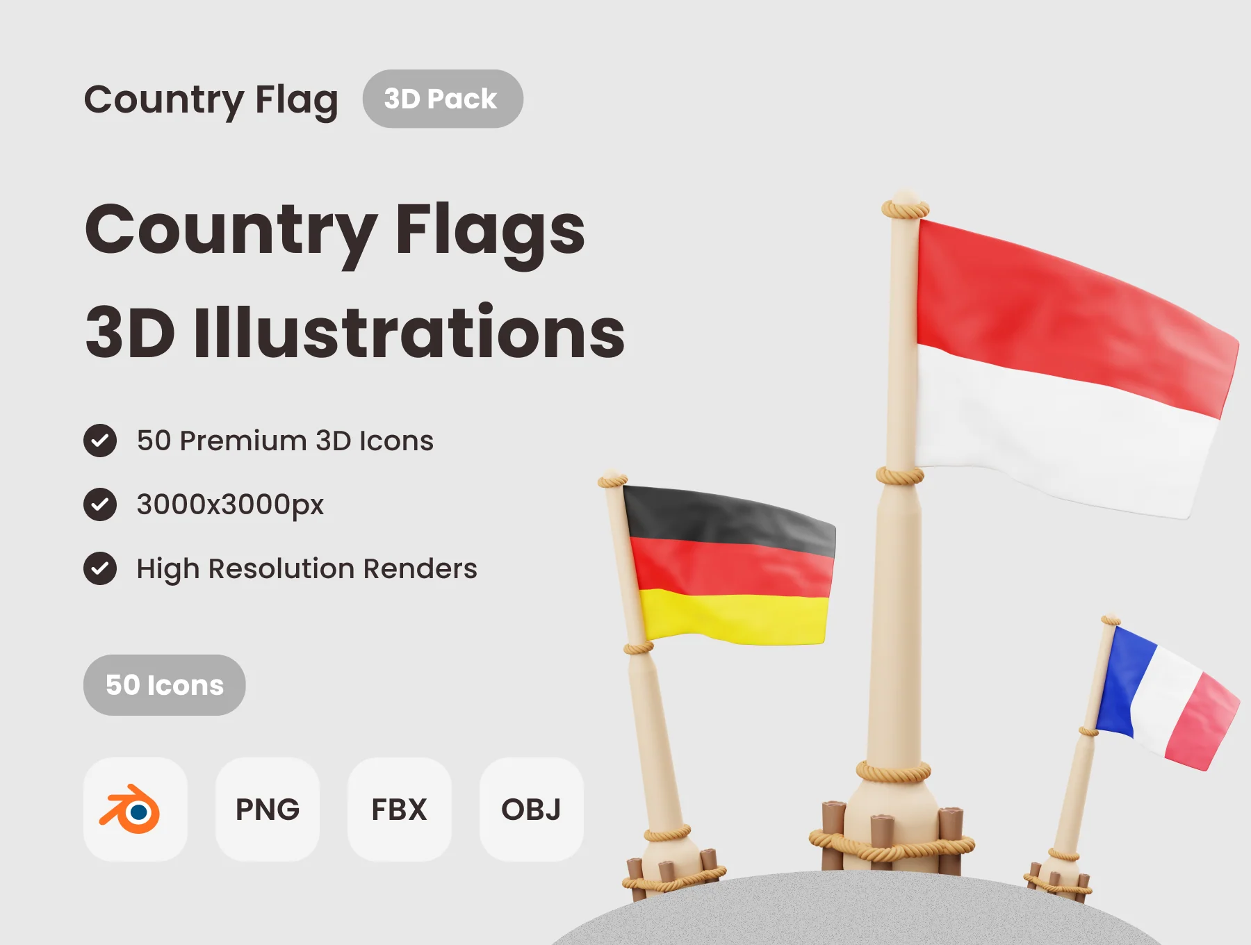 Country Flag 3D Illustration