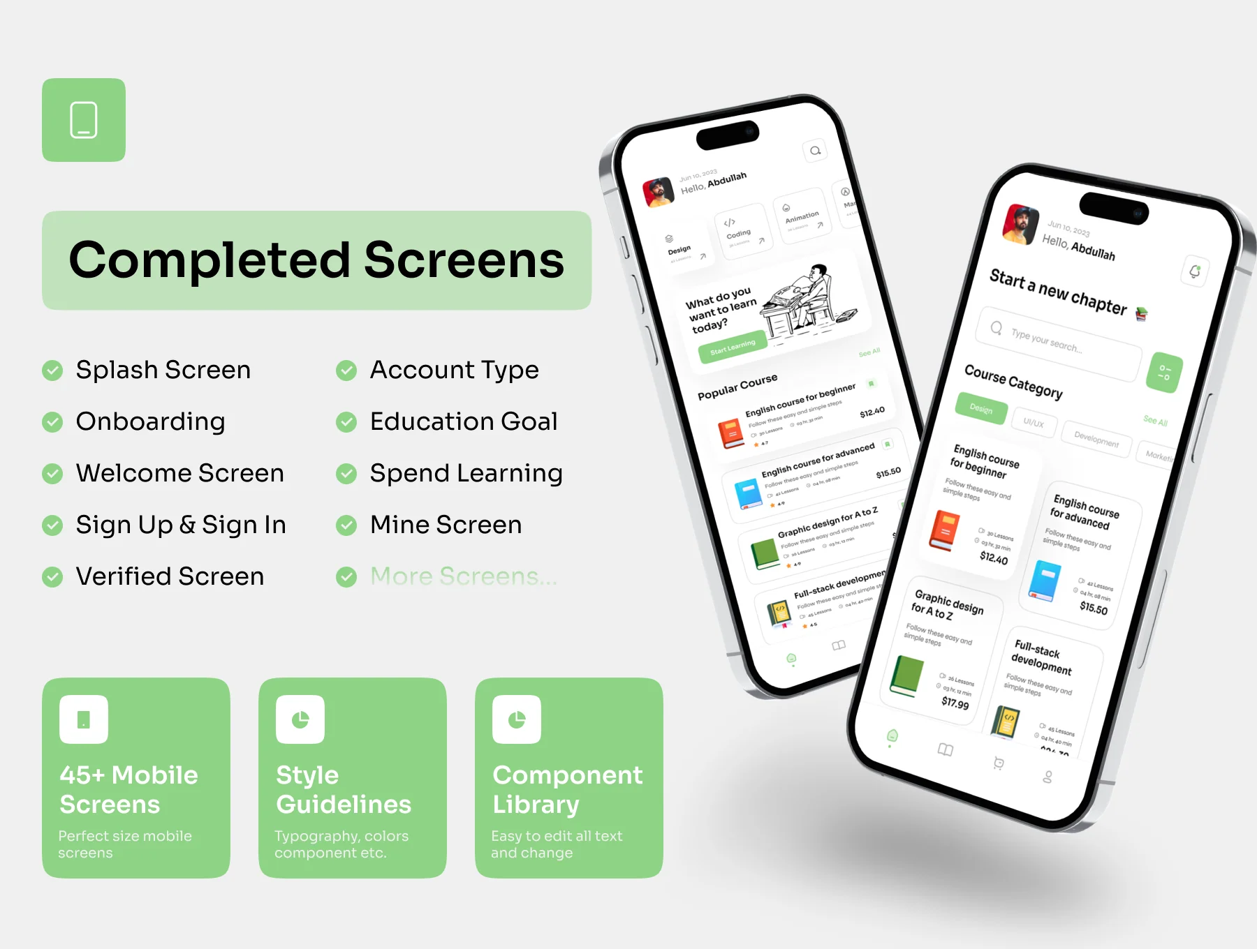 Coursa - Online Learning Mobile App UI Kit 2