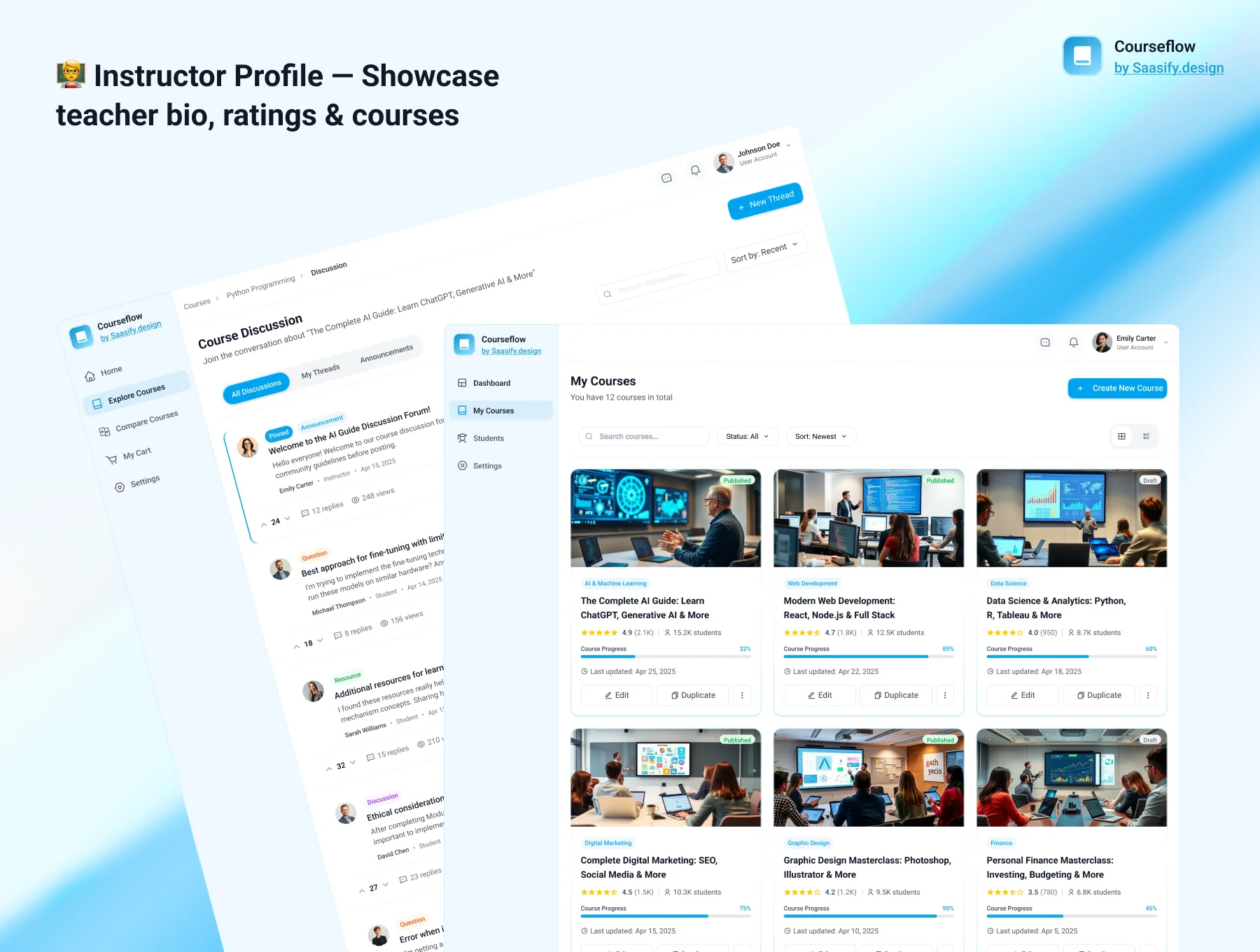 CourseFlow UI Kit — Modern eLearning Web App Design 3