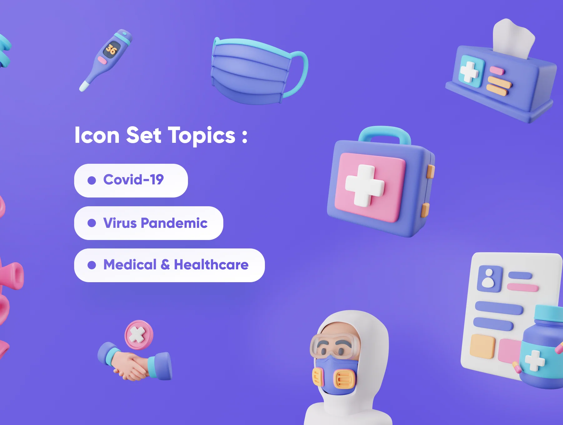 Covidly - Covid-19 3D Icon Set 2
