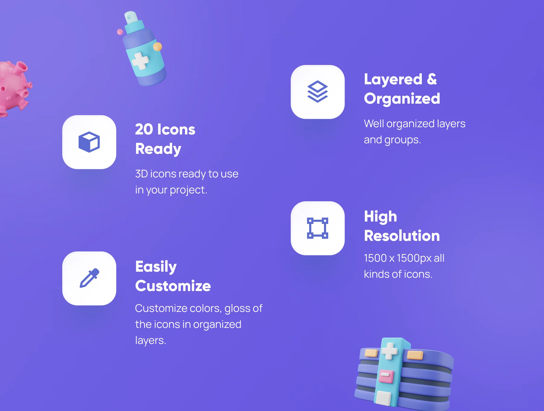 Covidly - Covid-19 3D Icon Set 3