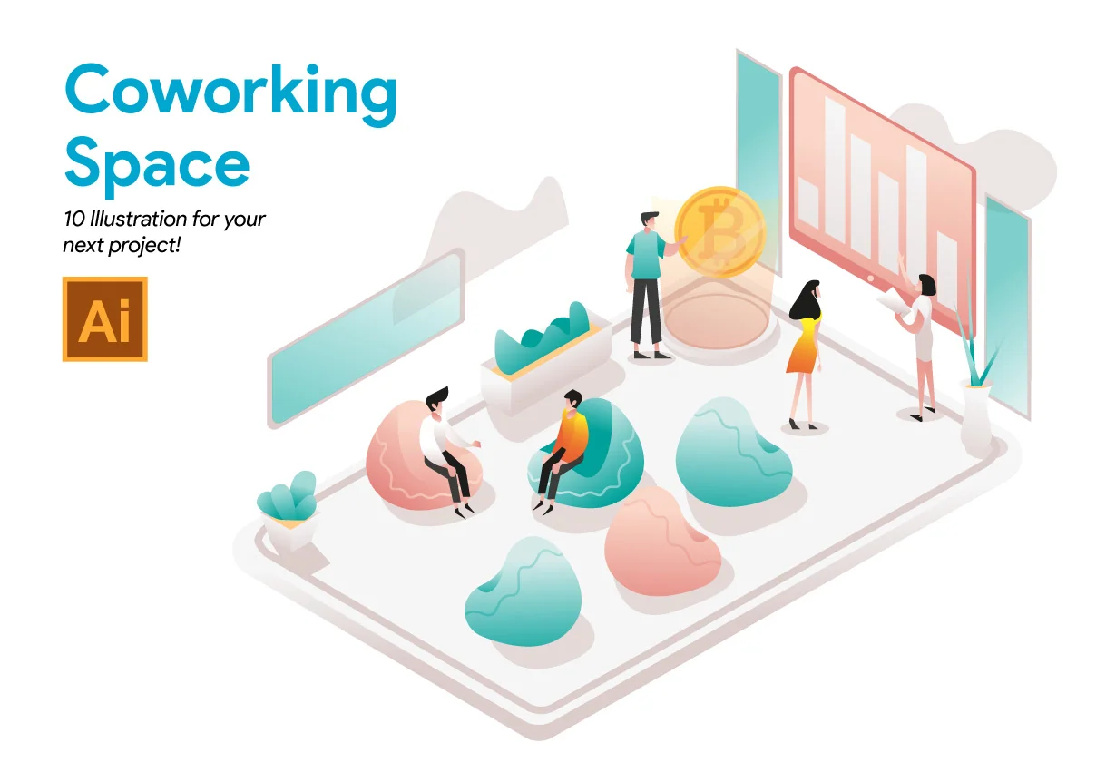 Coworking Space Illustration Vol 1