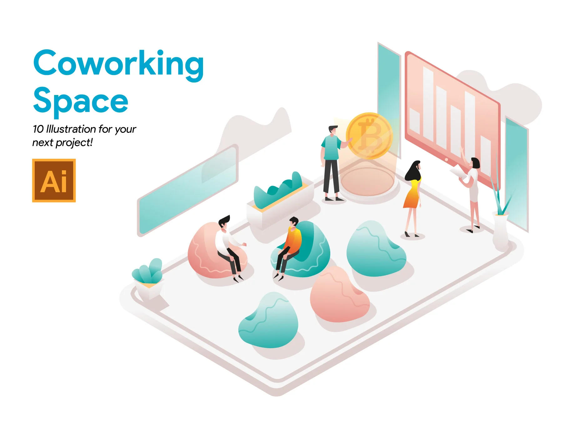 Coworking Space Illustration Vol 1