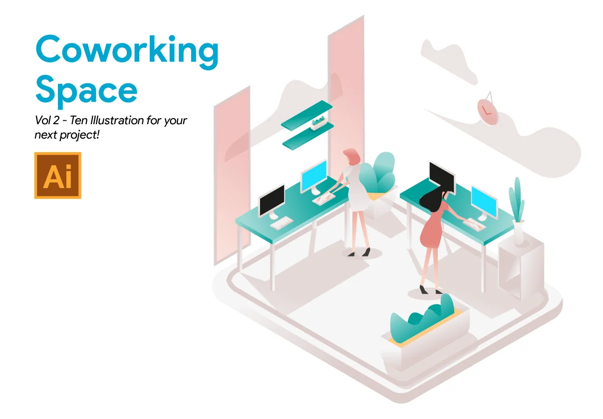 Coworking Space Illustration Vol 2