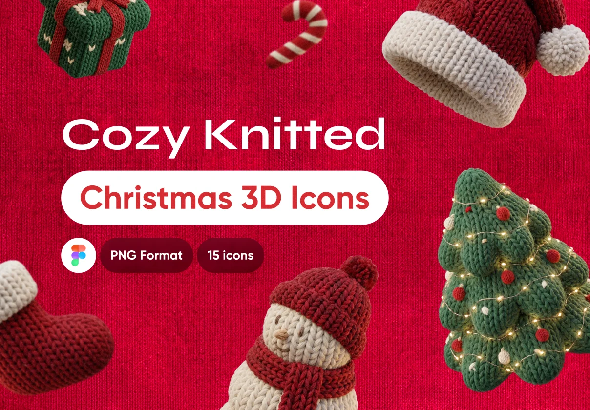 Cozy Knitted Christmas 3D Icons