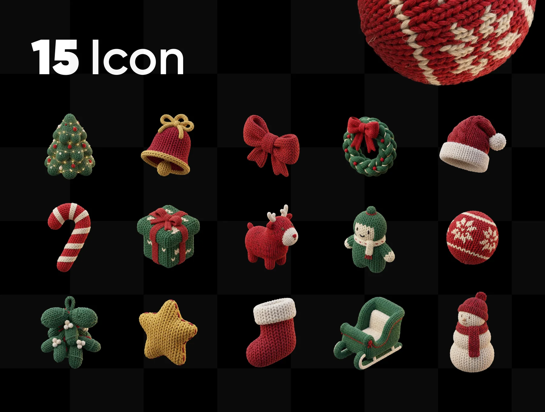 Cozy Knitted Christmas 3D Icons 4