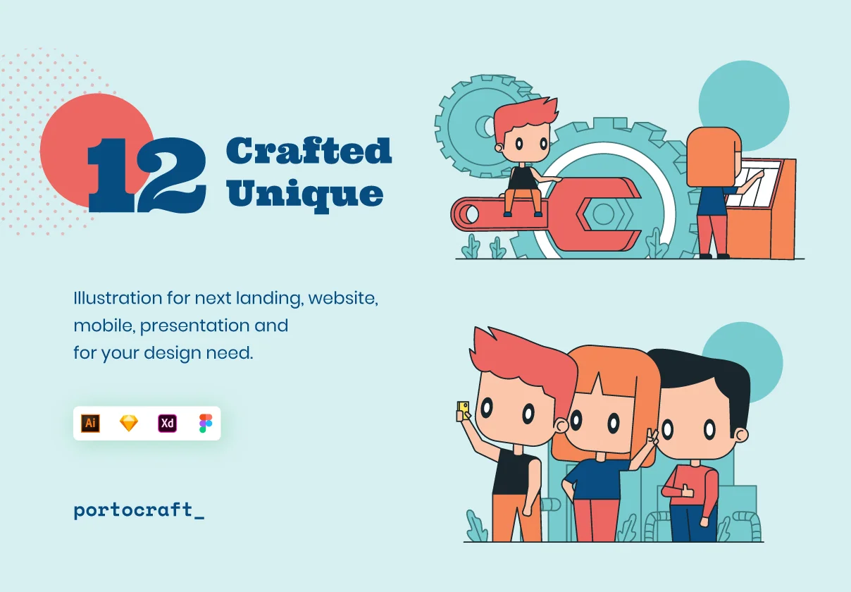 Crafted Unique Illustration Startup Team!