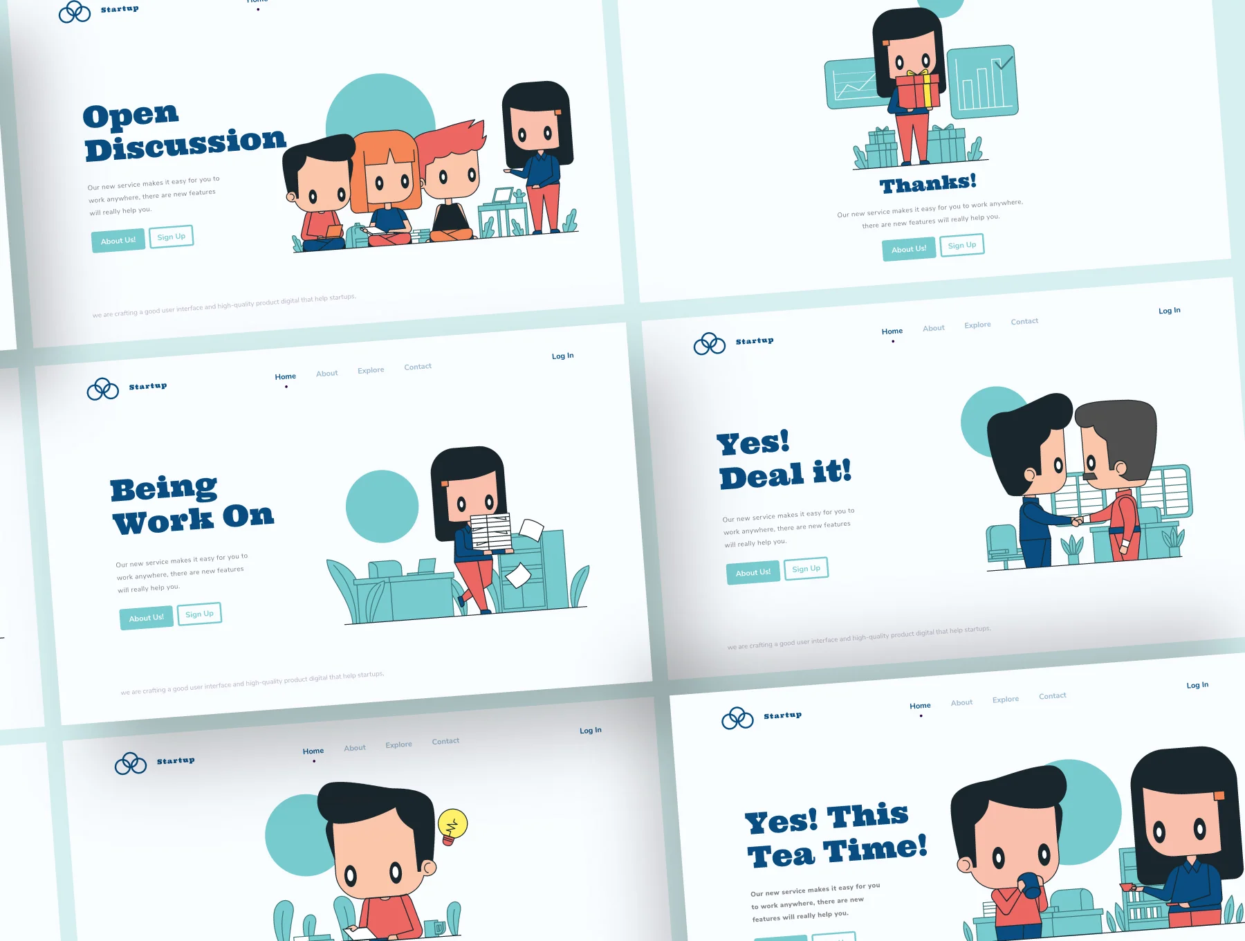 Crafted Unique Illustration Startup Team! 2