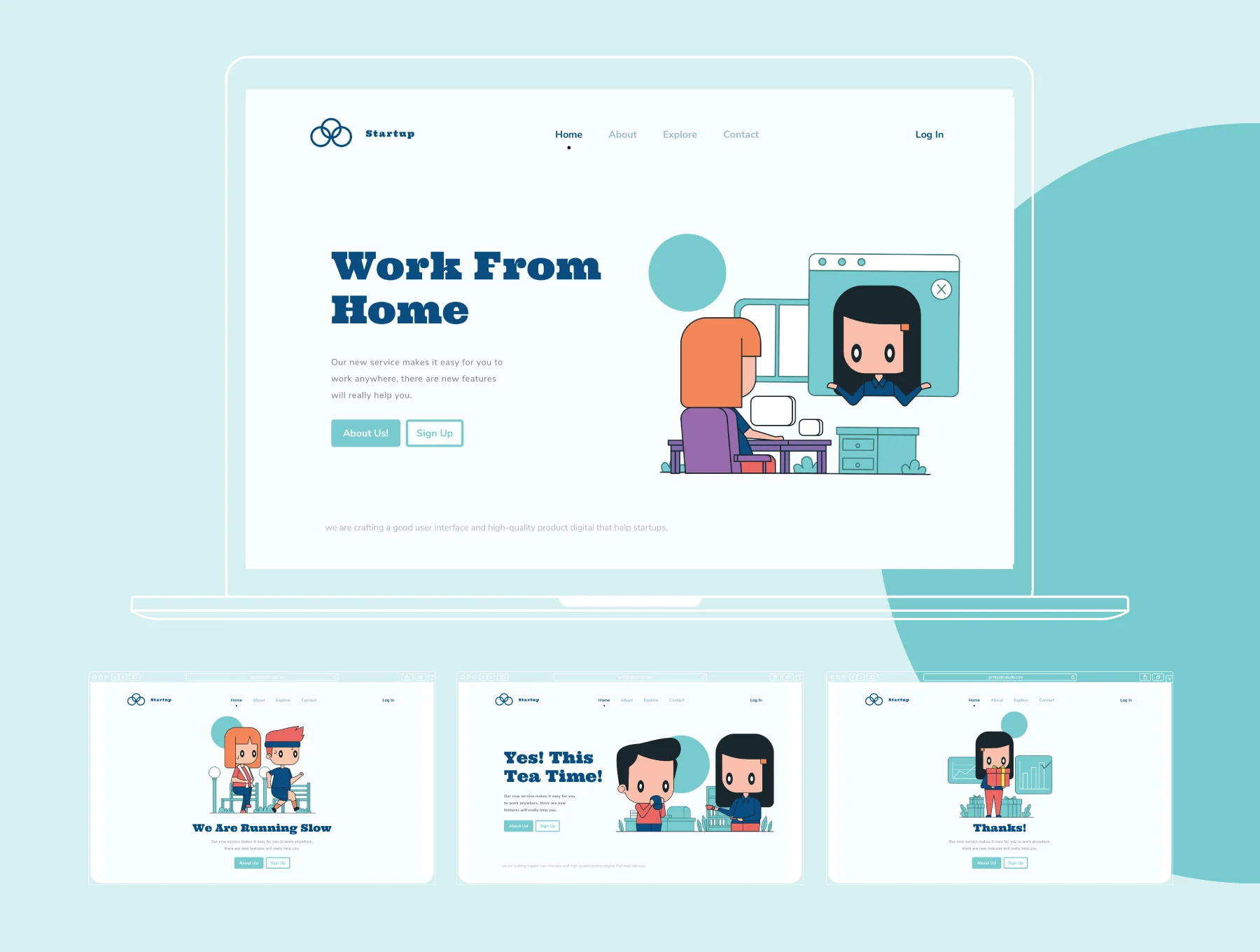Crafted Unique Illustration Startup Team! 3
