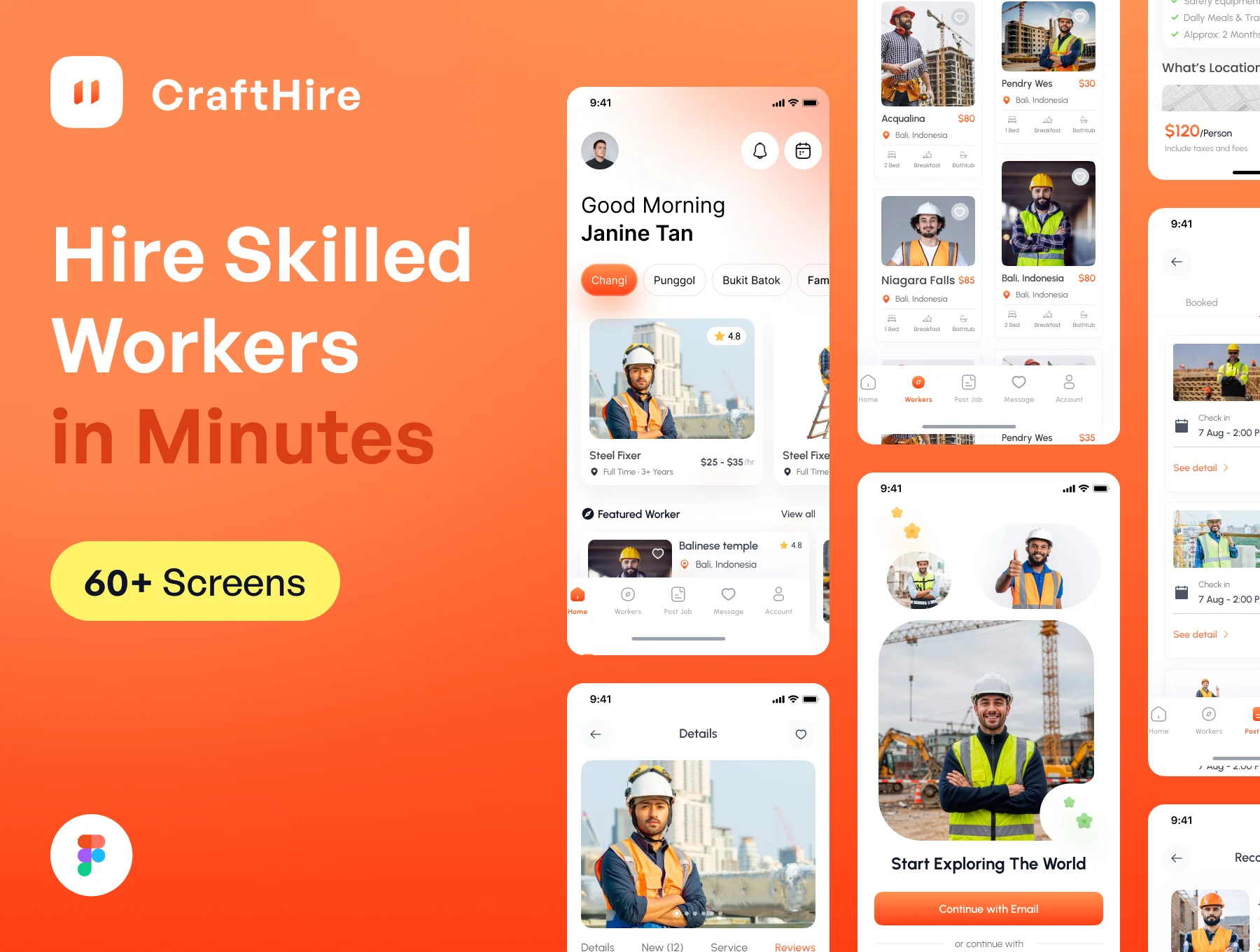 CraftHire – Skilled Worker Hiring Mobile App UI Kit