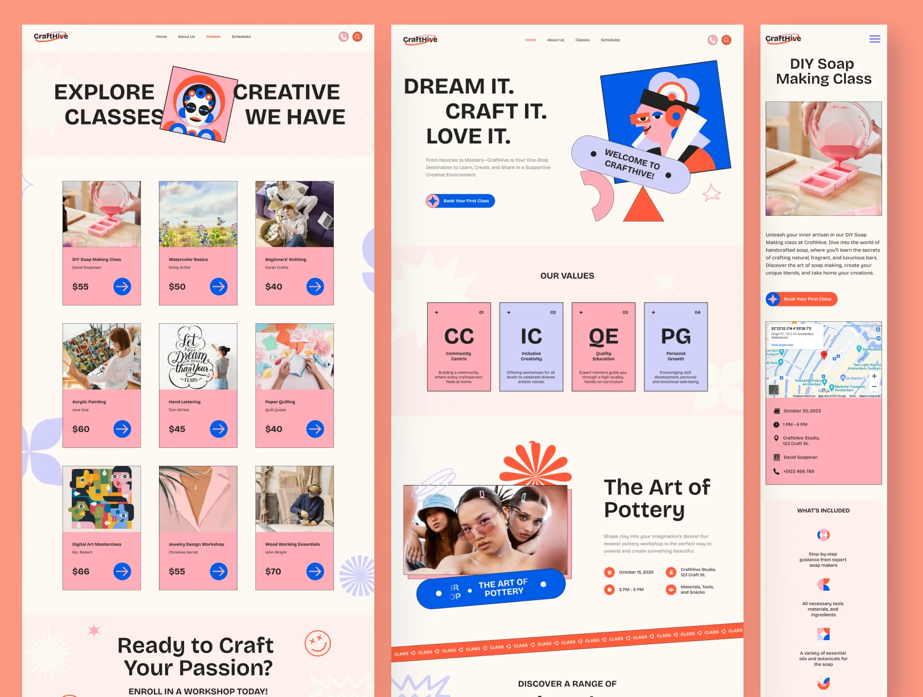 CraftHive - Creative Workshop Website Framer Template