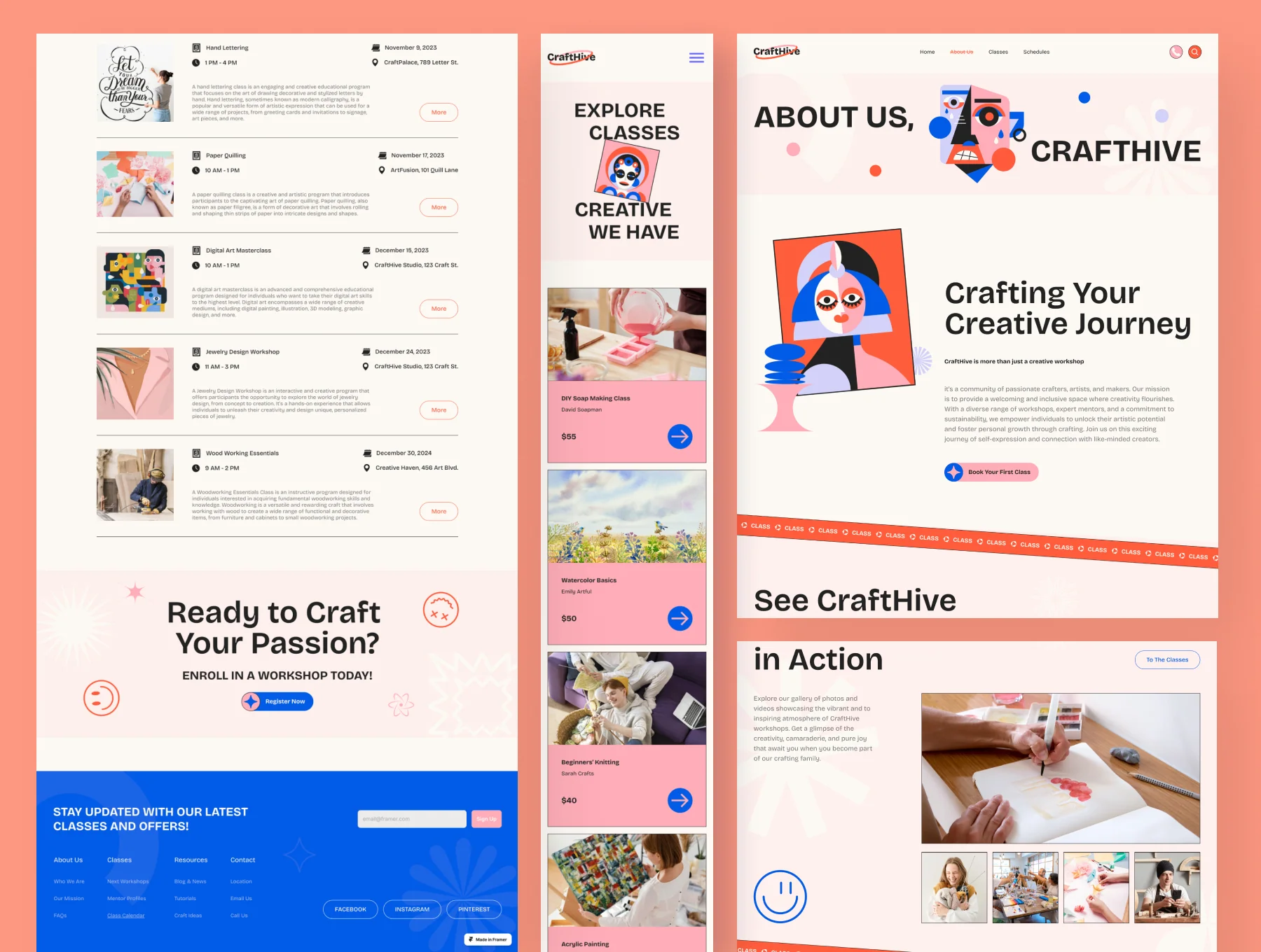 CraftHive - Creative Workshop Website Framer Template 2