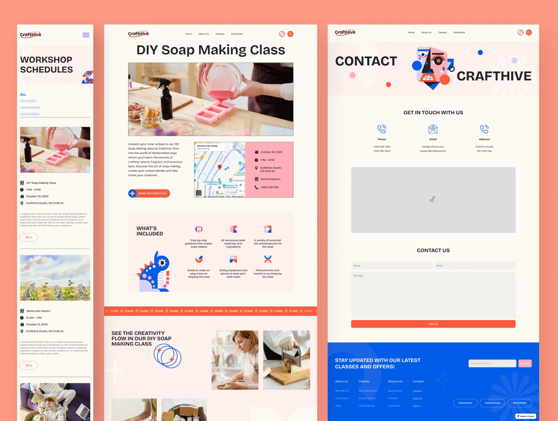CraftHive - Creative Workshop Website Framer Template 3