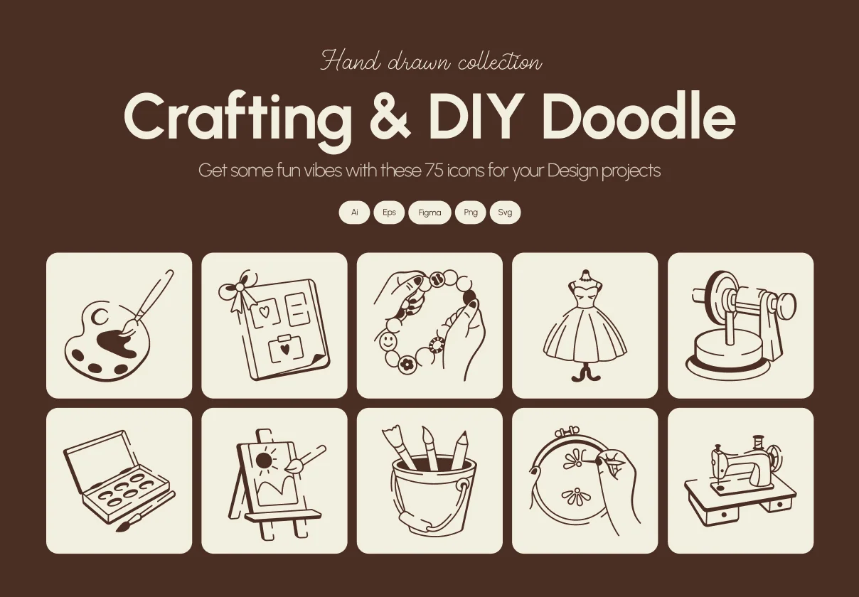 Crafting and DIY Doodle Icon set