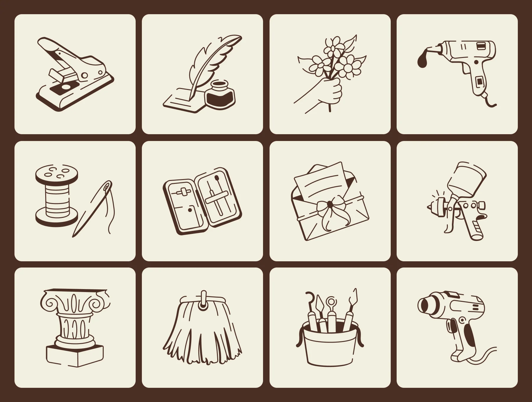 Crafting and DIY Doodle Icon set 6