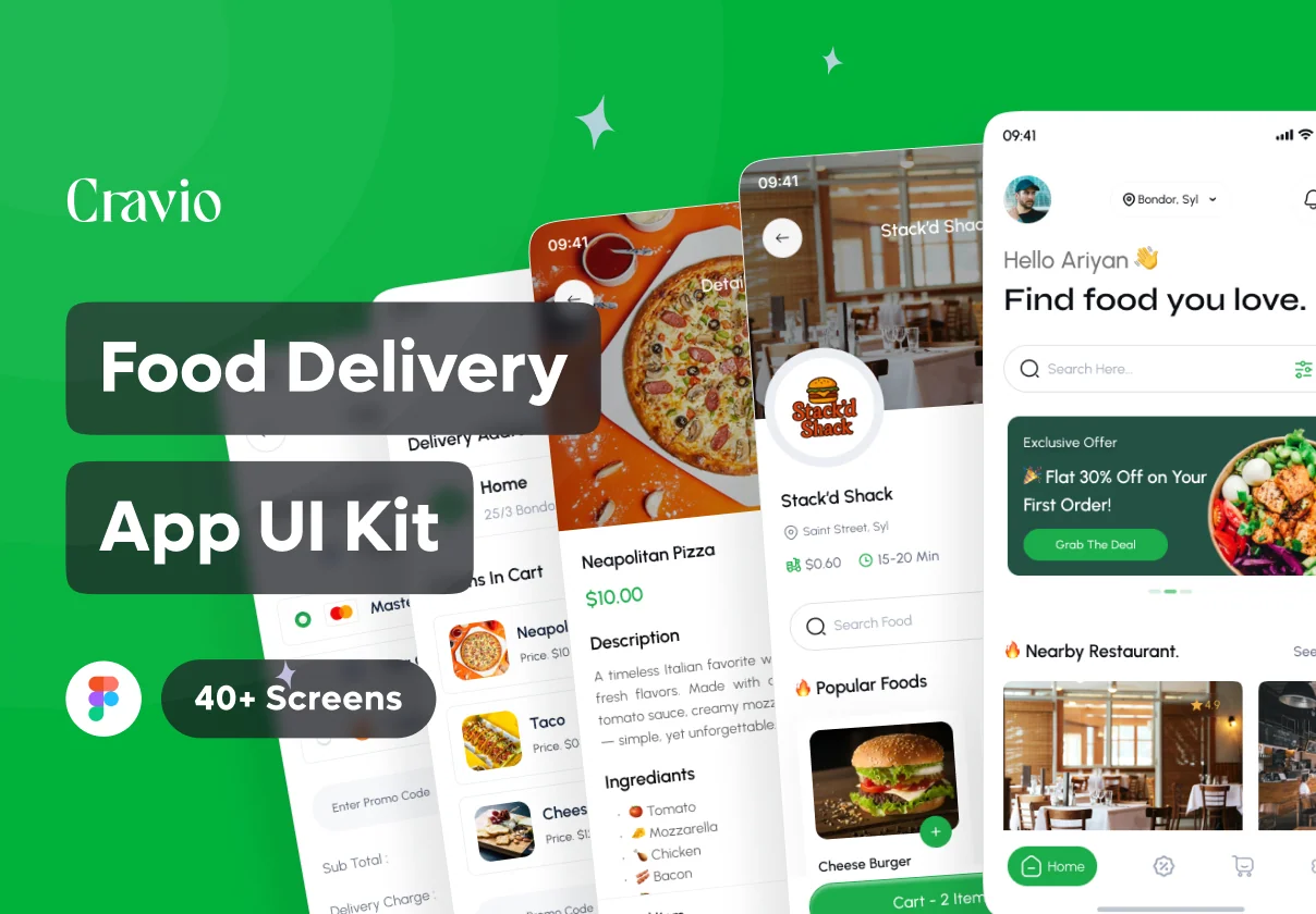 Cravio - Food Delivery App UI Kit