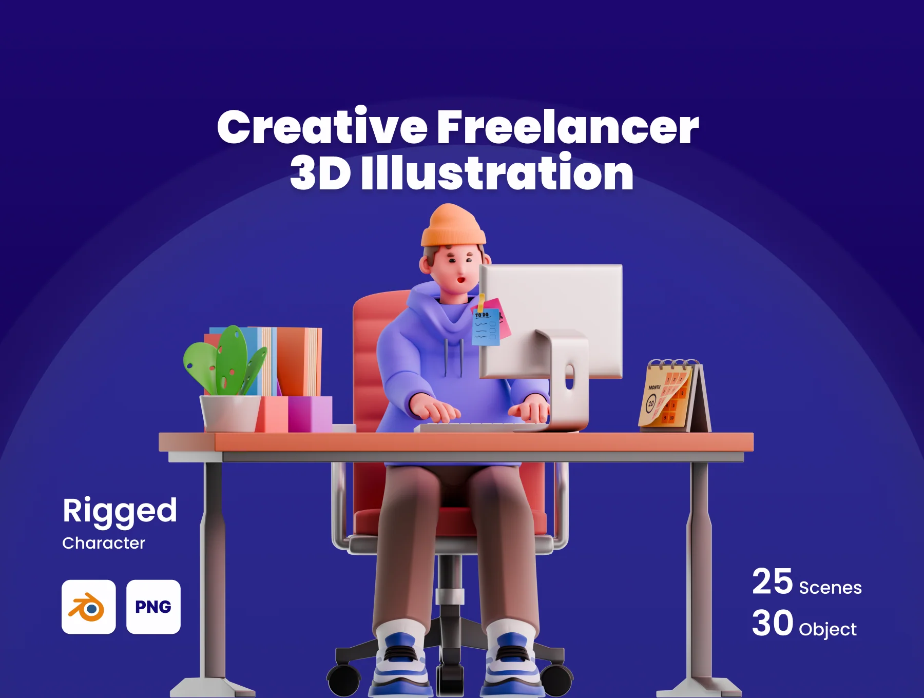 Creative Freelancer 3D Illustration Set