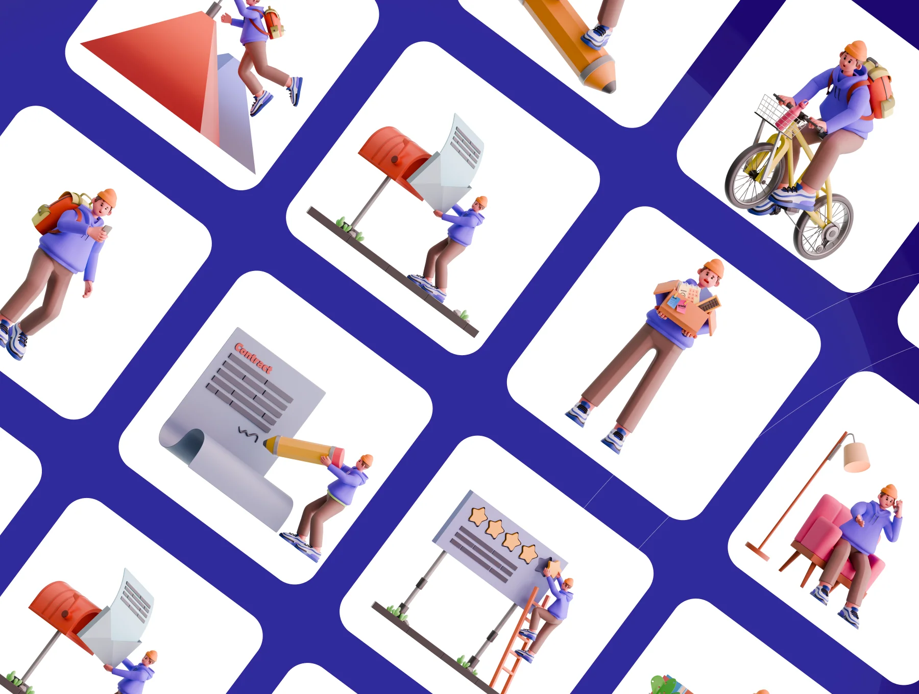 Creative Freelancer  3D Illustration  Set 8
