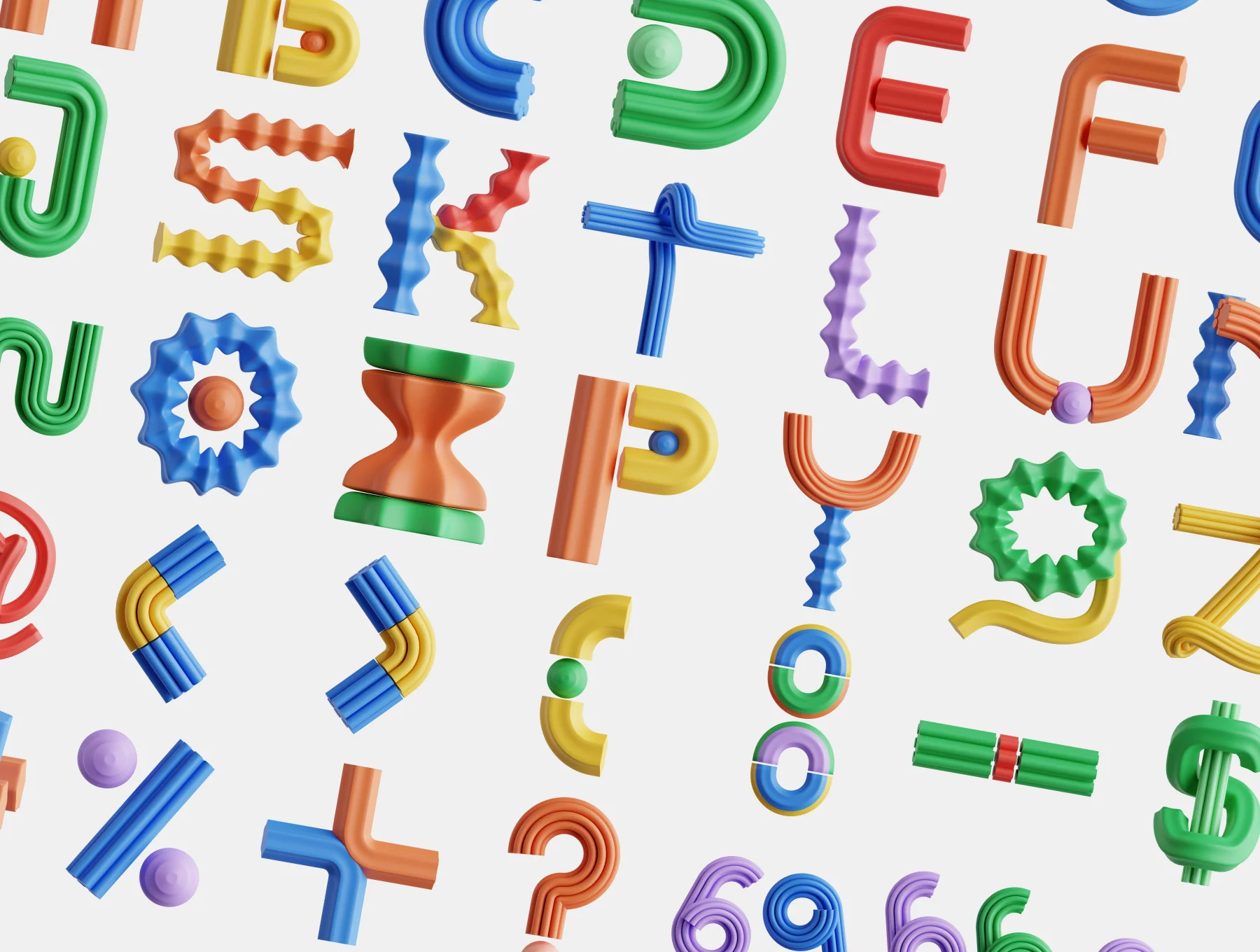 Creative Geometric Font 3D Icon Set 5
