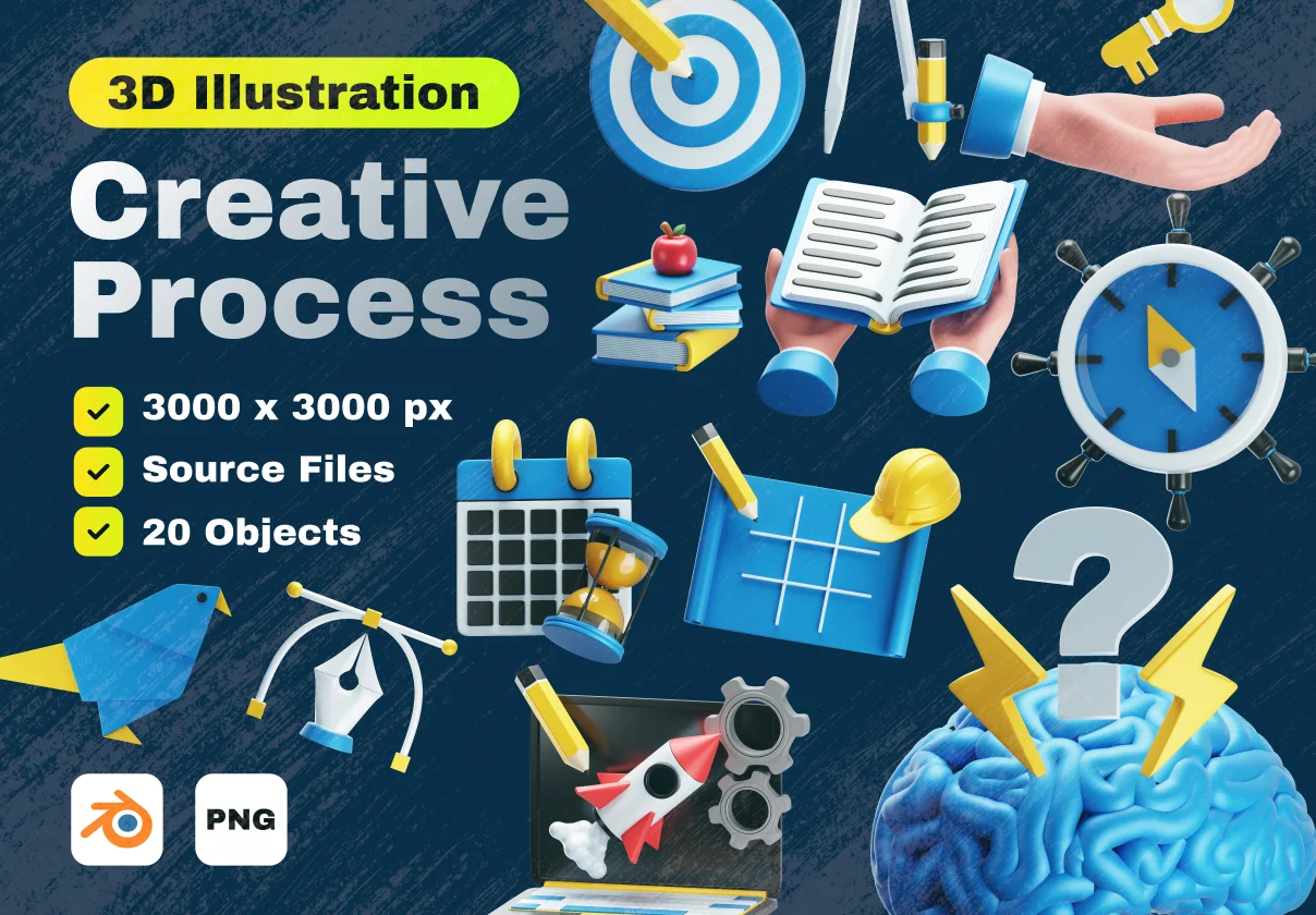 Creative Process 3D Icons Collection