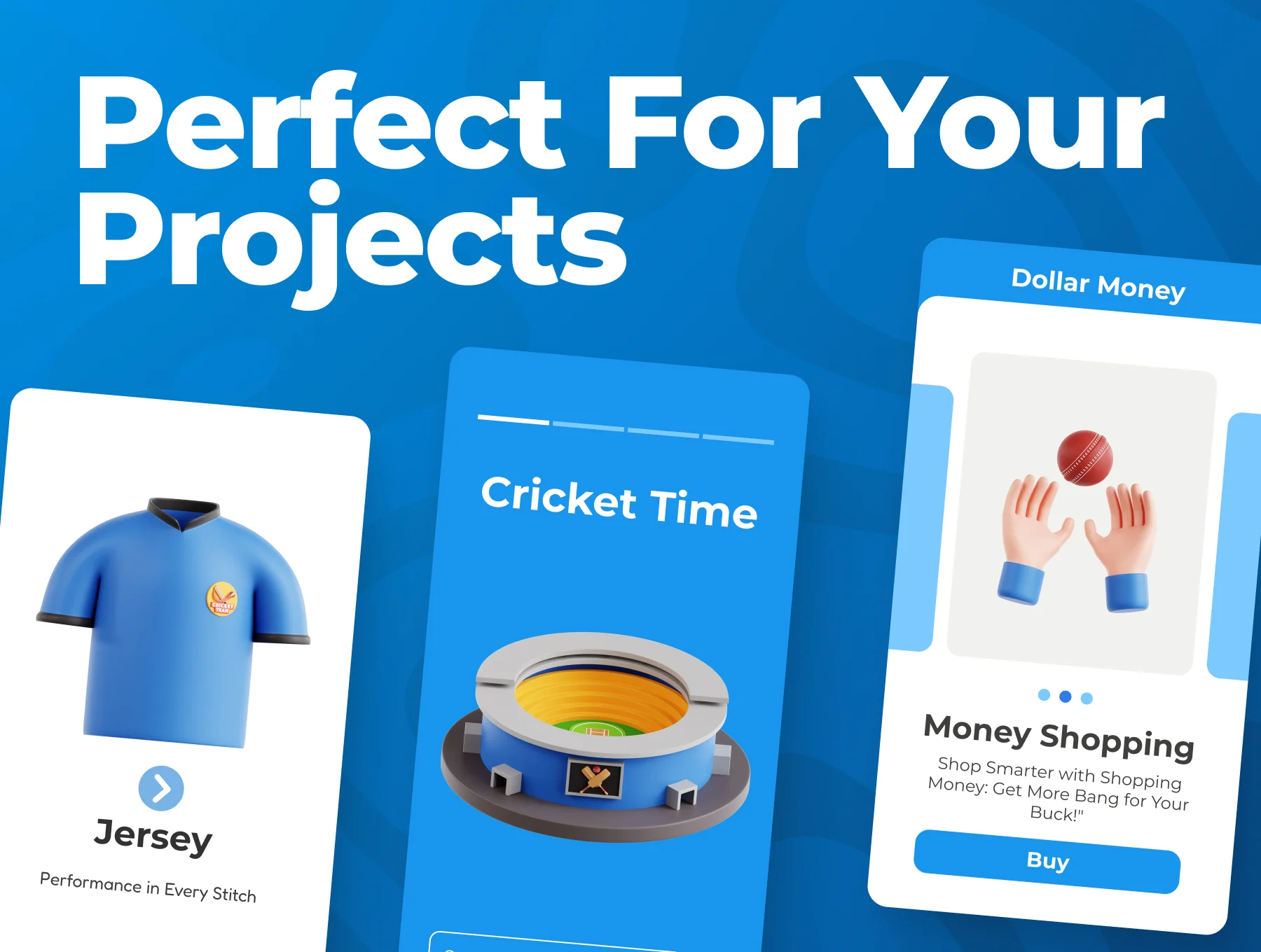 Cricket 3D Icon Set 3