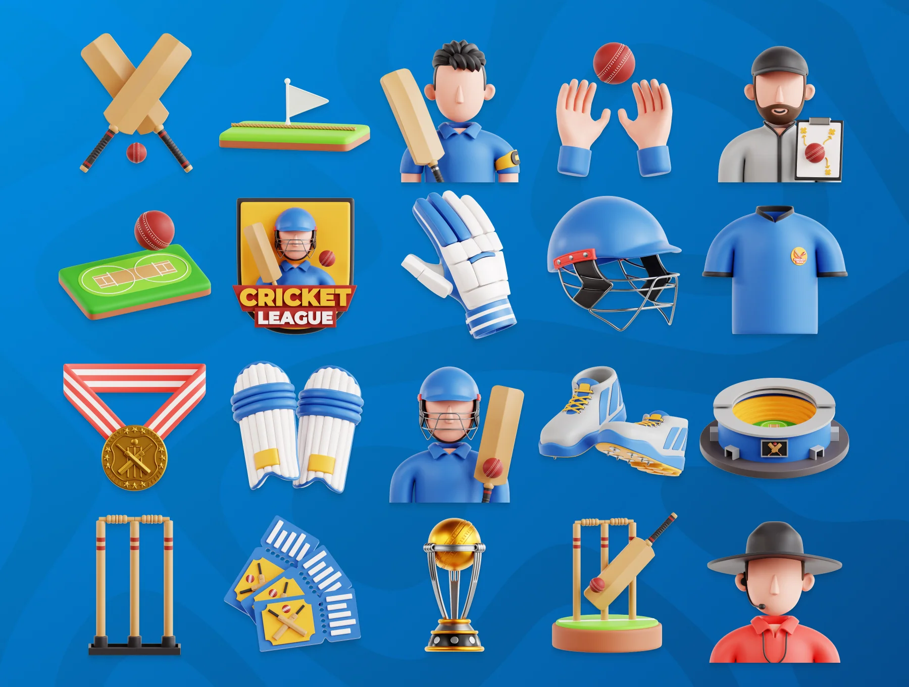 Cricket 3D Icon Set 5