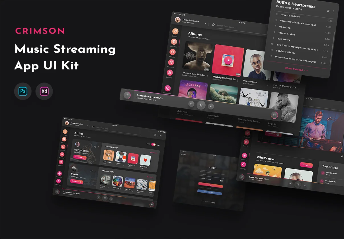 Crimson - Music Player UI Kit