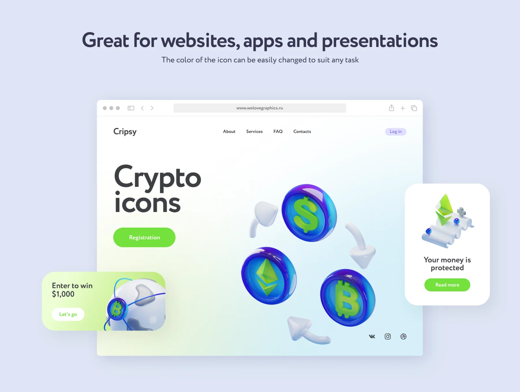 Cripsy Cryptocurrency 3D Icons 4