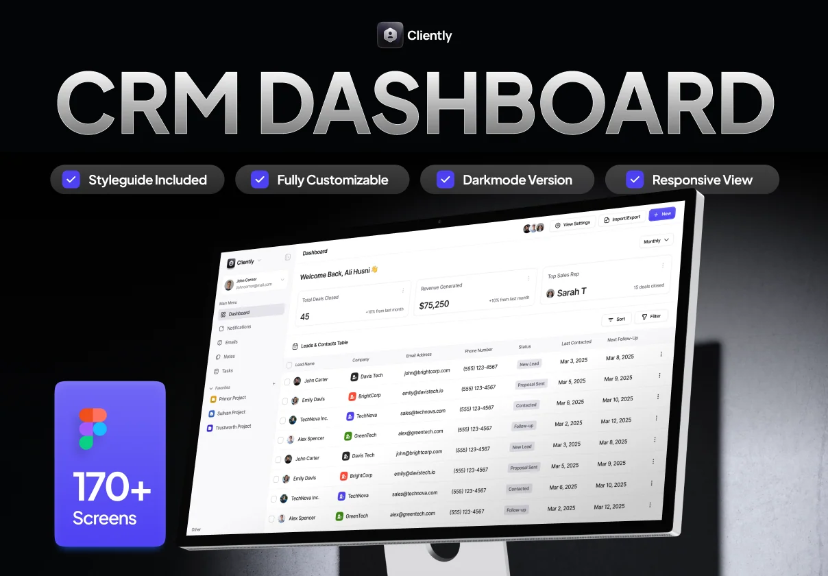 CRM Dashboard UI Kit - Cliently