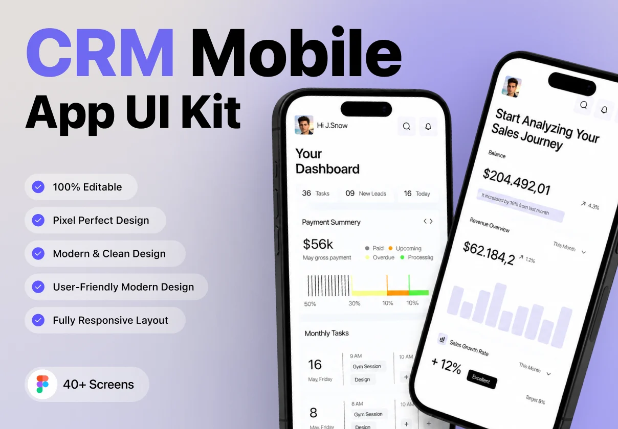 CRM – Mobile CRM App UI Kit for iOS & Android