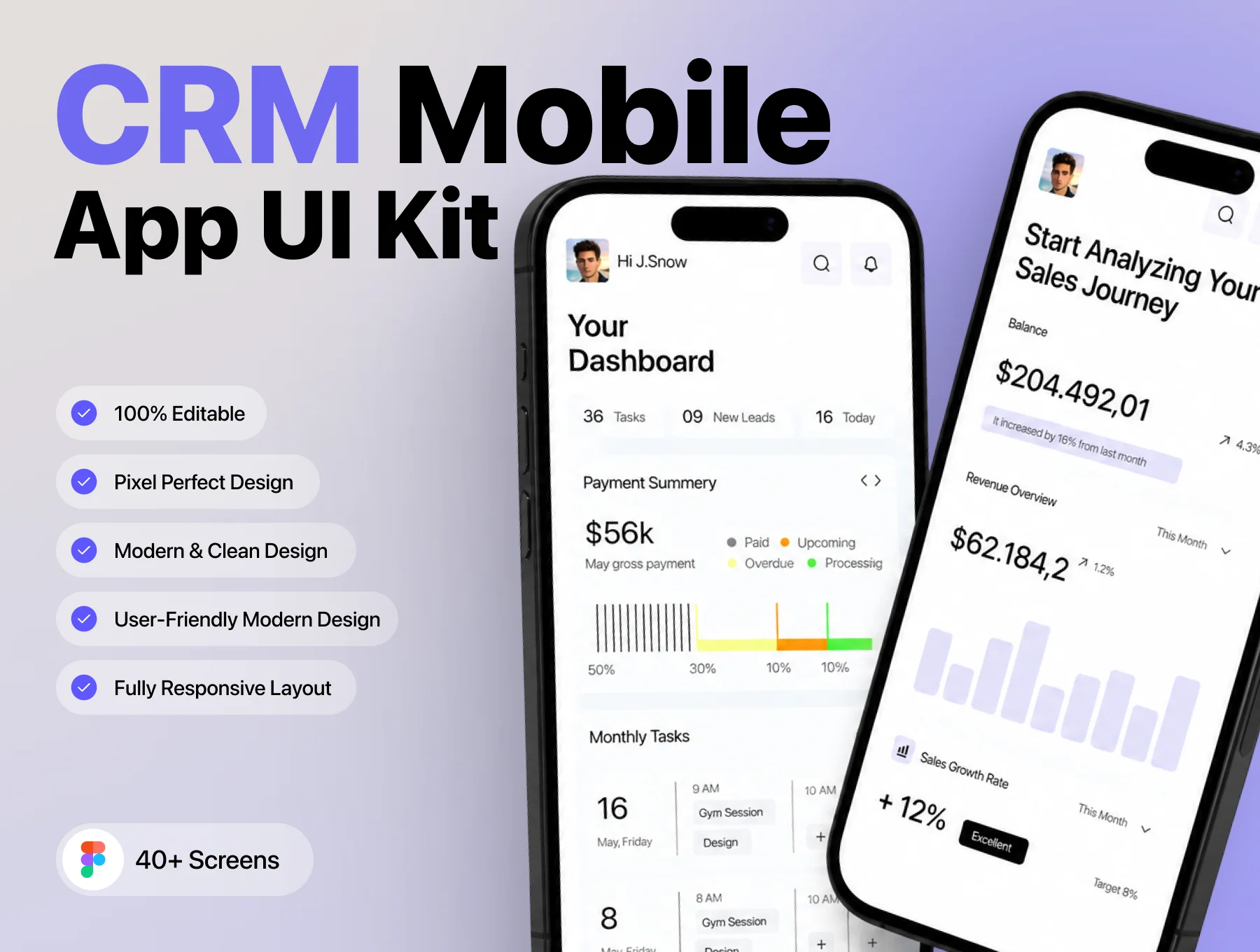 CRM – Mobile CRM App UI Kit for iOS & Android