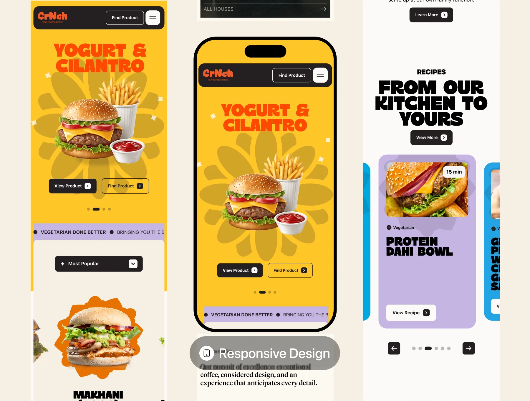 CrNch — Fast Food & Burger Restaurant Website UI Kit (Desktop + Mobile) 3