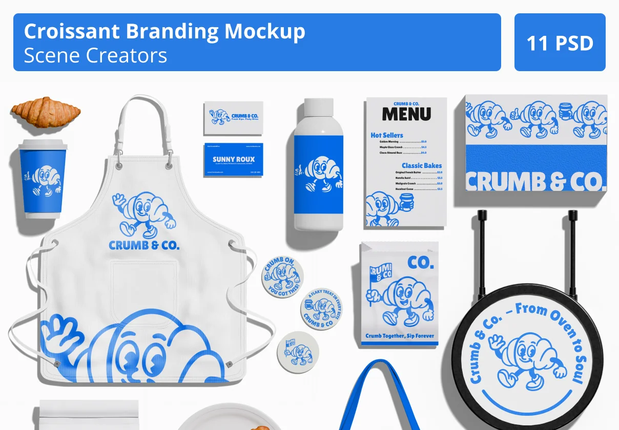 Croissant Bakery Branding Mockup
