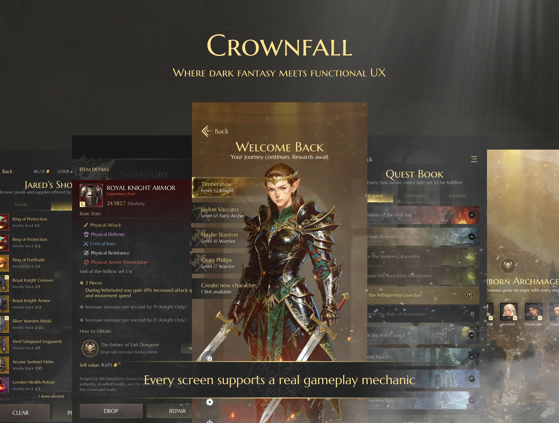 Crownfall Dark Fantasy RPG Game UI Kit 4
