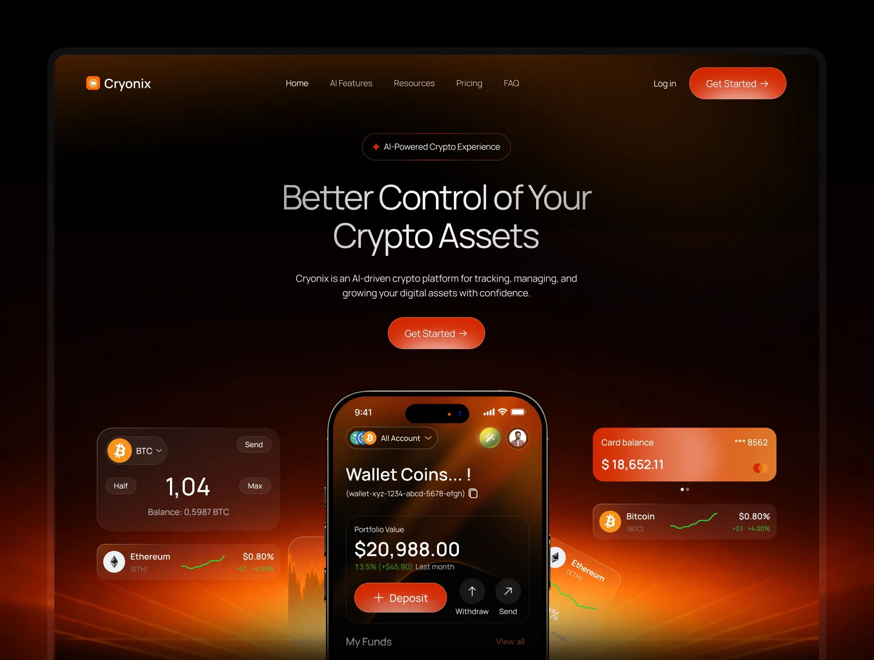 Cryonix — AI Crypto App Landing Page