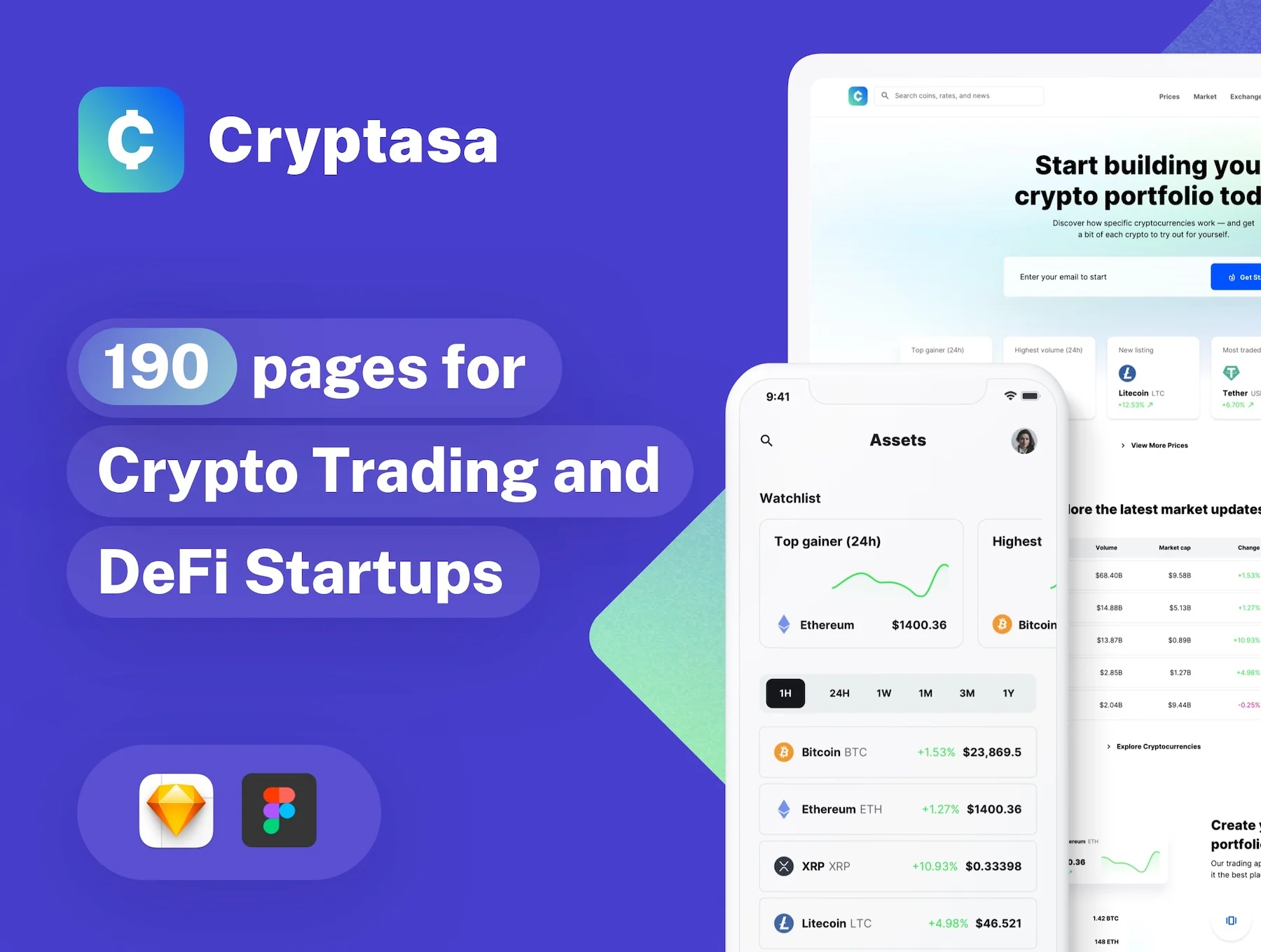 Cryptasa - UI kit for DeFi Startups, Exchange Apps, Crypto Wallets