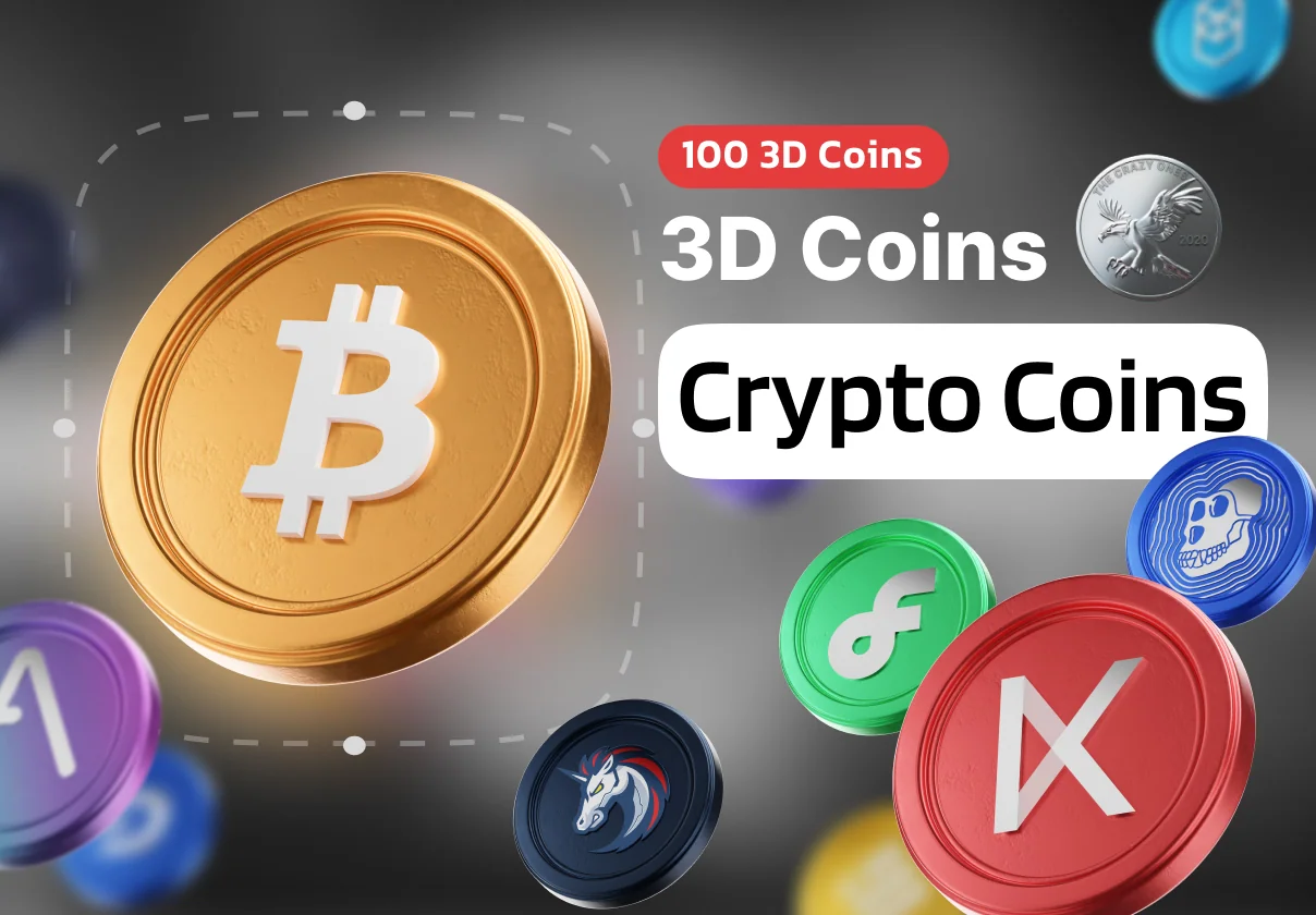 Crypto Coins - 100 3D Coins