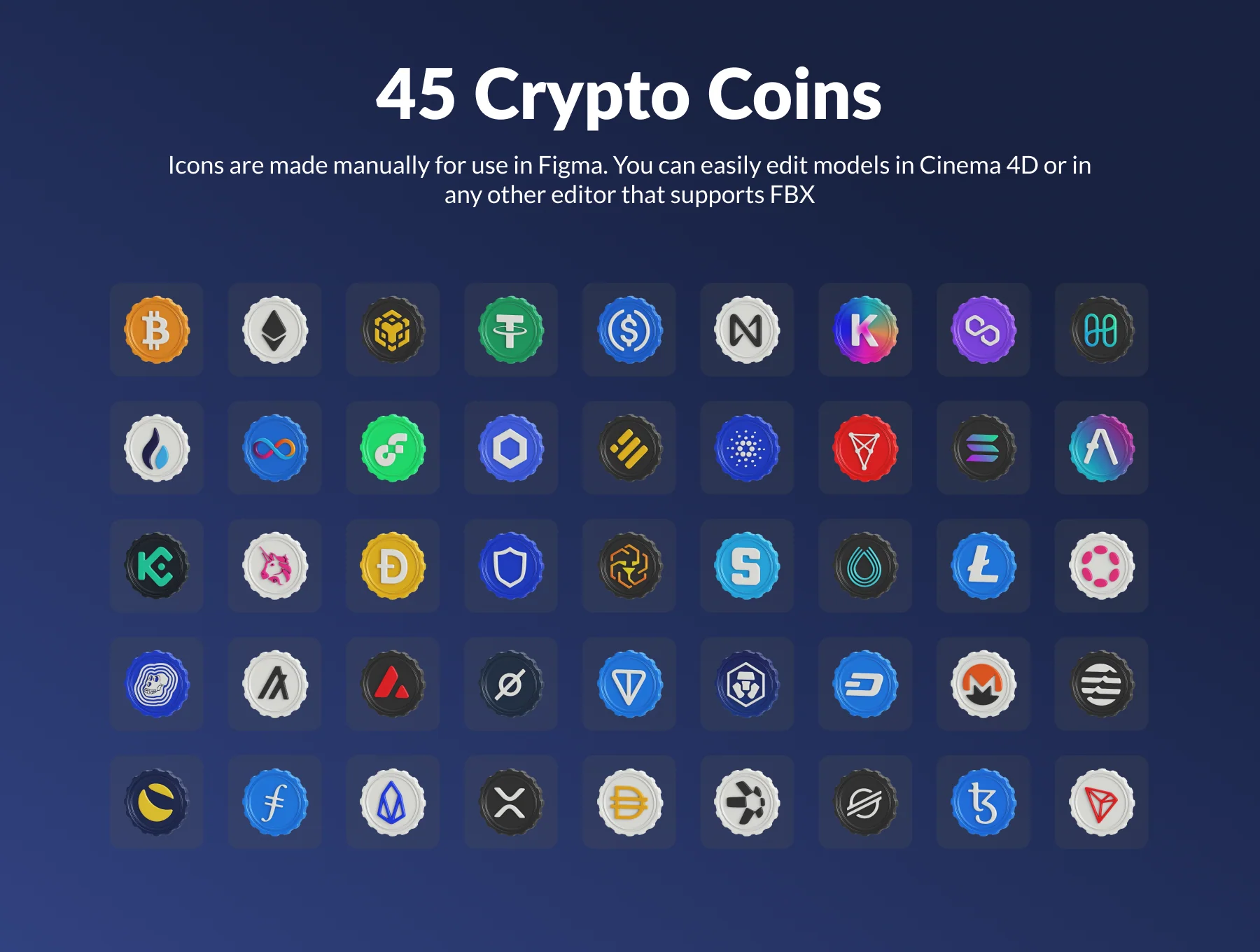 Crypto Coins: 3D Icon Set 6