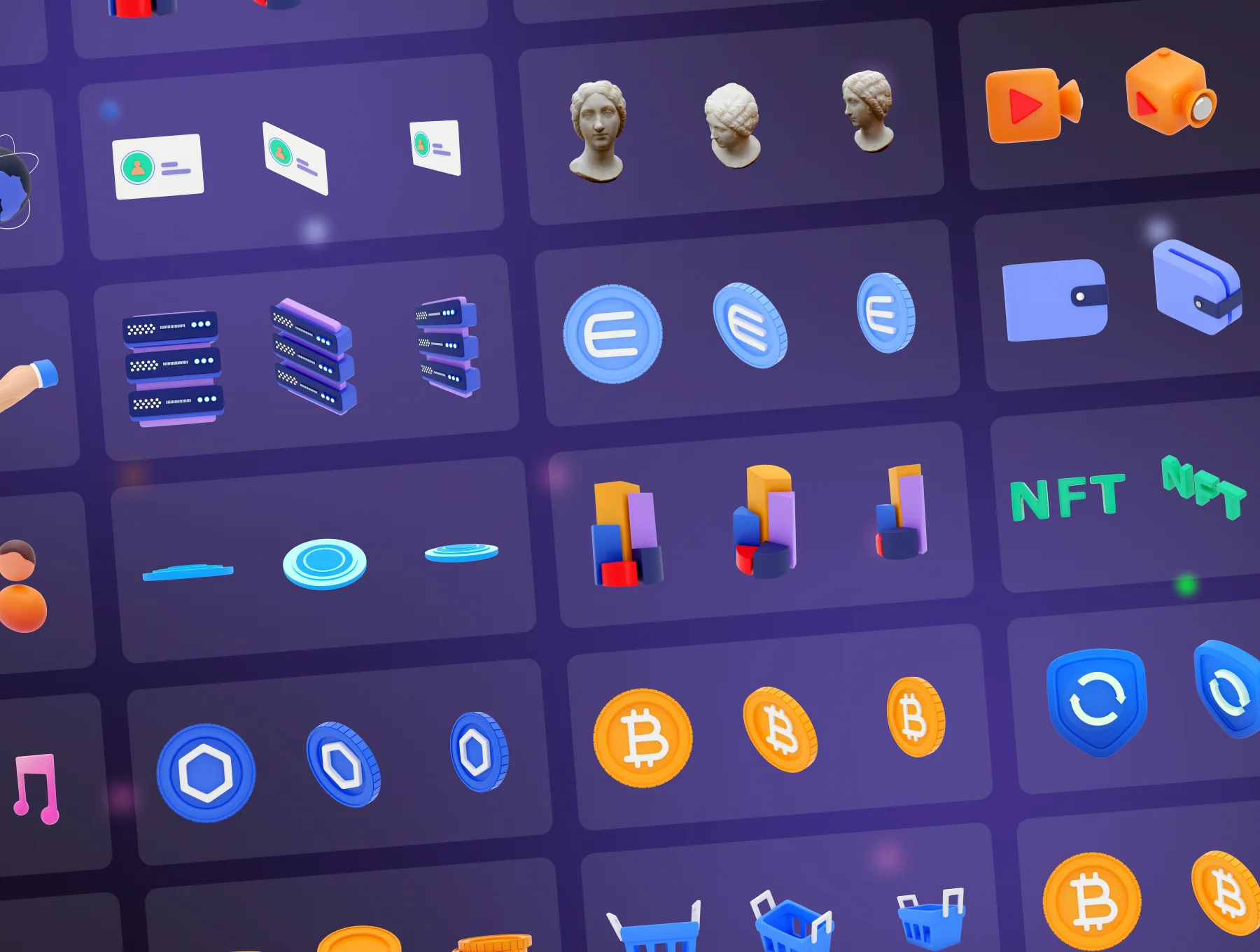 Crypto Currency 3D compositions and icon set 8