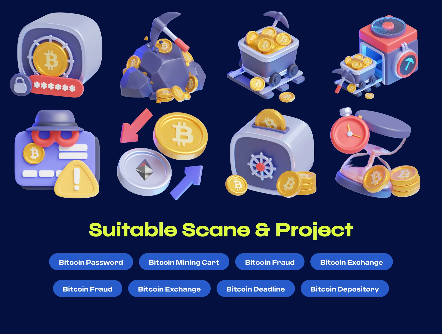 Crypto Currency & Blockchain 3D Icon Pack 4