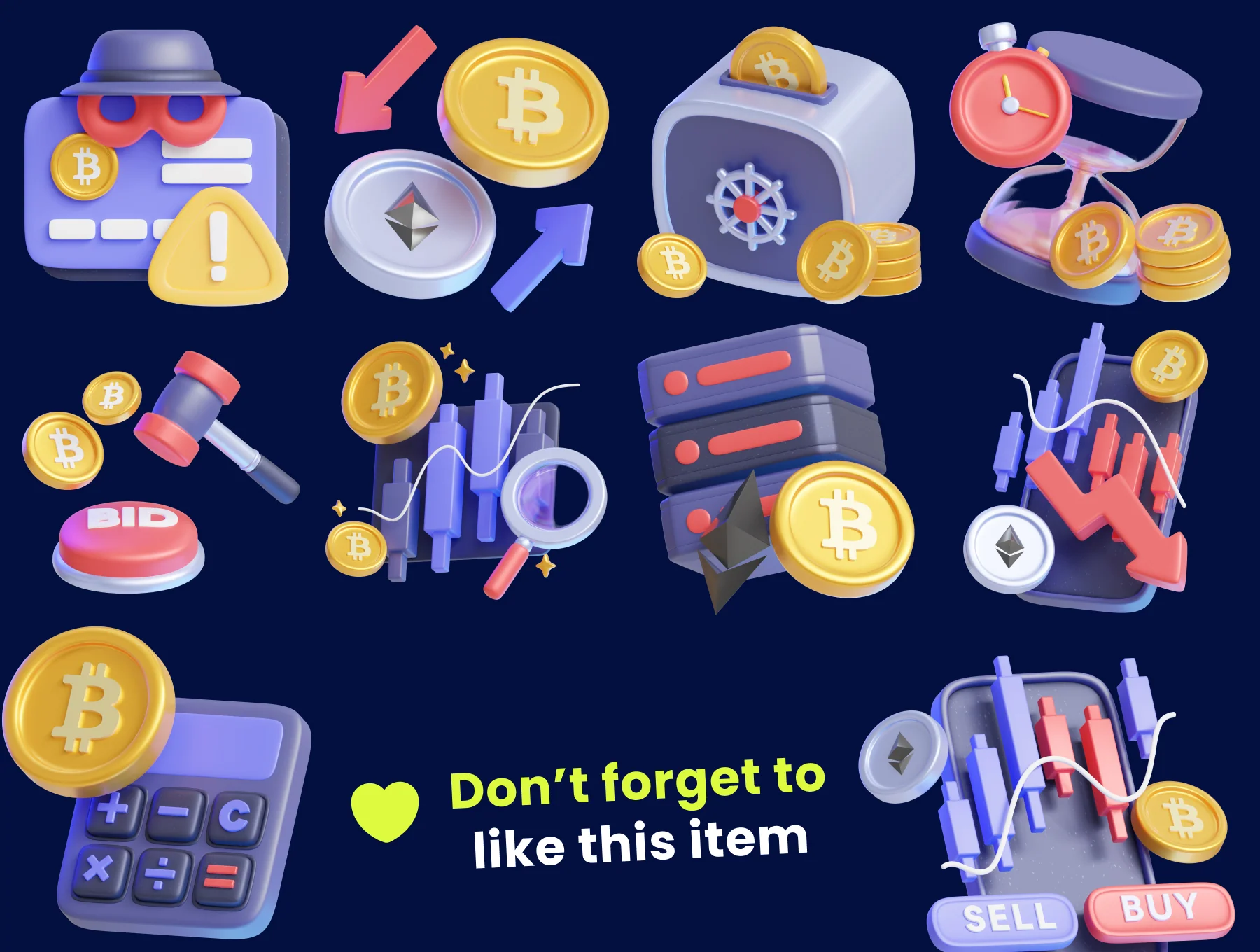 Crypto Currency & Blockchain 3D Icon Pack 8