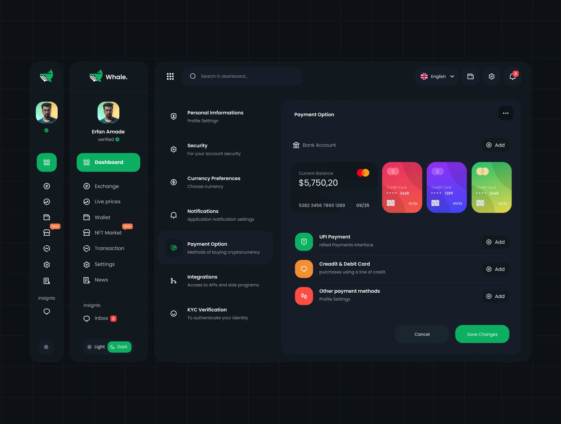 Crypto  Whale - Crypto & NFT Dashboard UI Kit 6