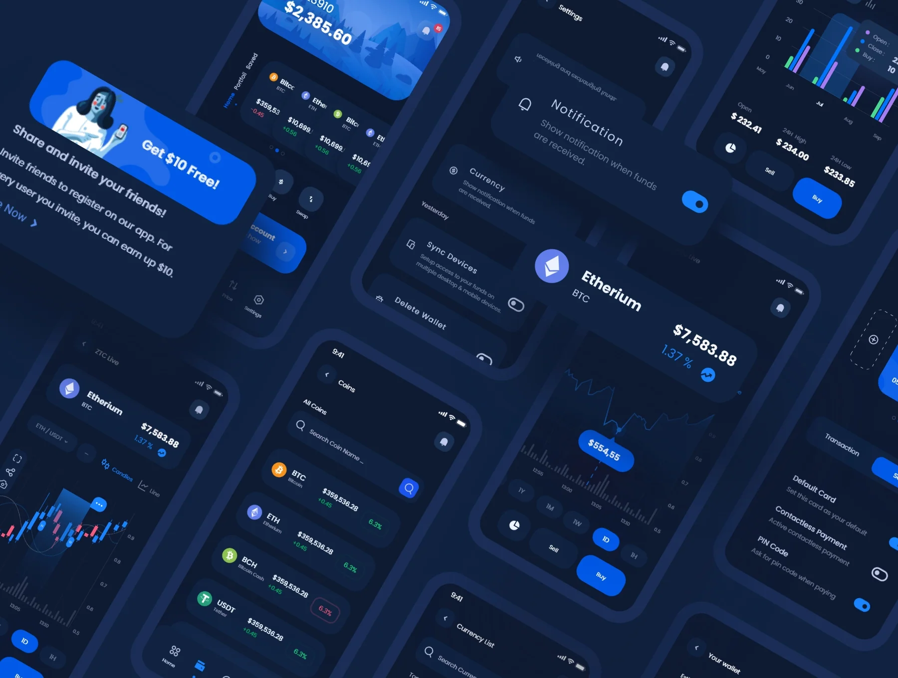 Crypto whale - Mobile App UI Kit + Dark mode 2