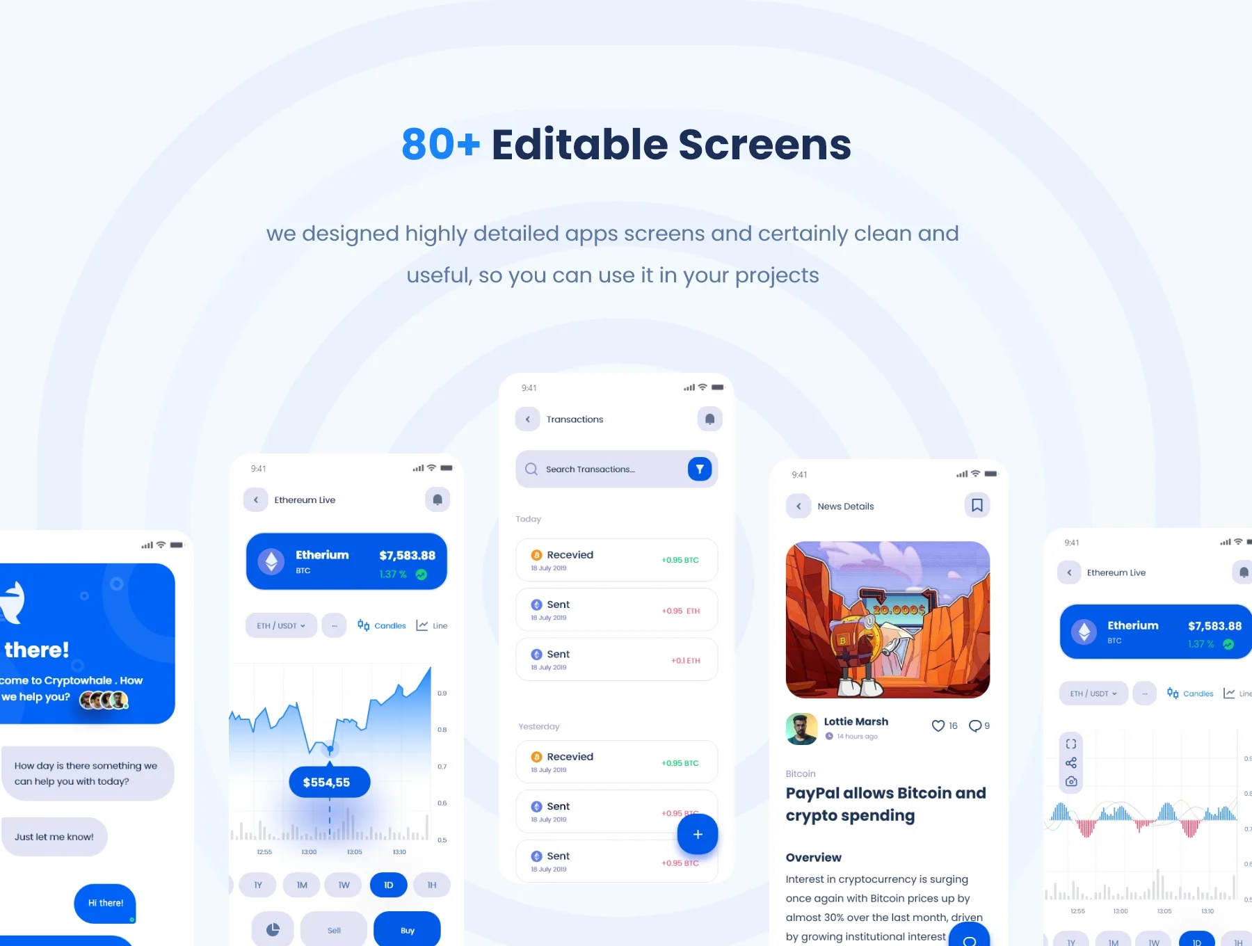 Crypto whale - Mobile App UI Kit + Dark mode 3